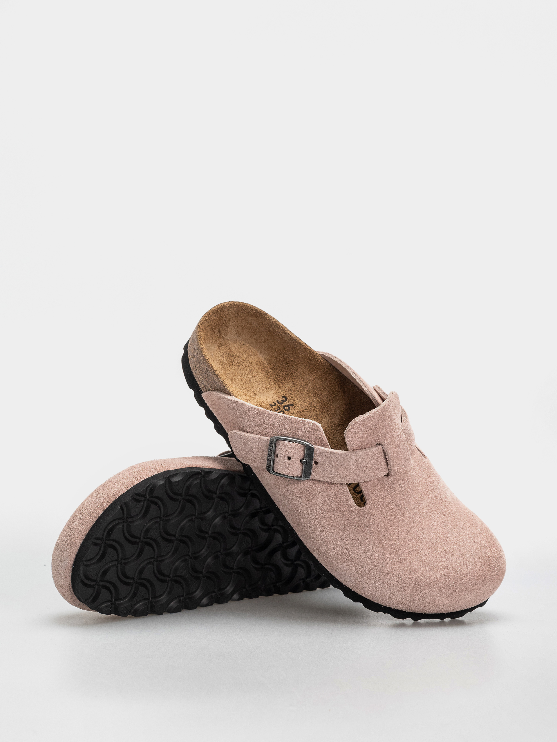Plážovky Birkenstock Boston Suede Leather Narrow (pink clay)