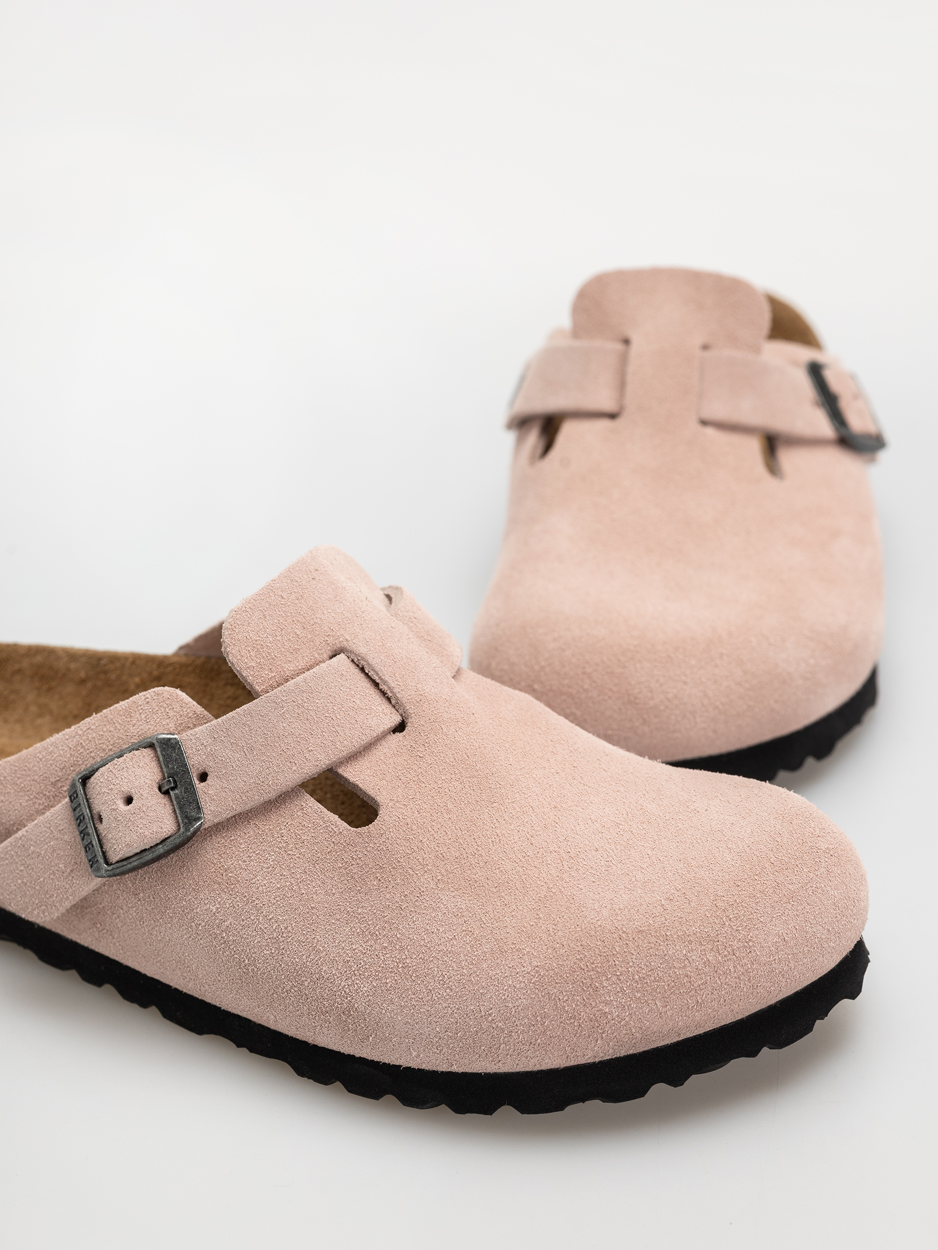 Plážovky Birkenstock Boston Suede Leather Narrow (pink clay)