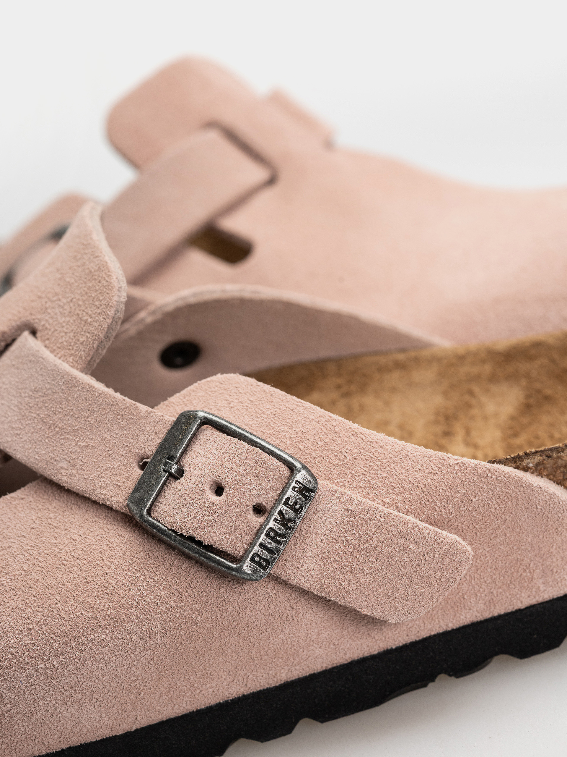 Plážovky Birkenstock Boston Suede Leather Narrow (pink clay)