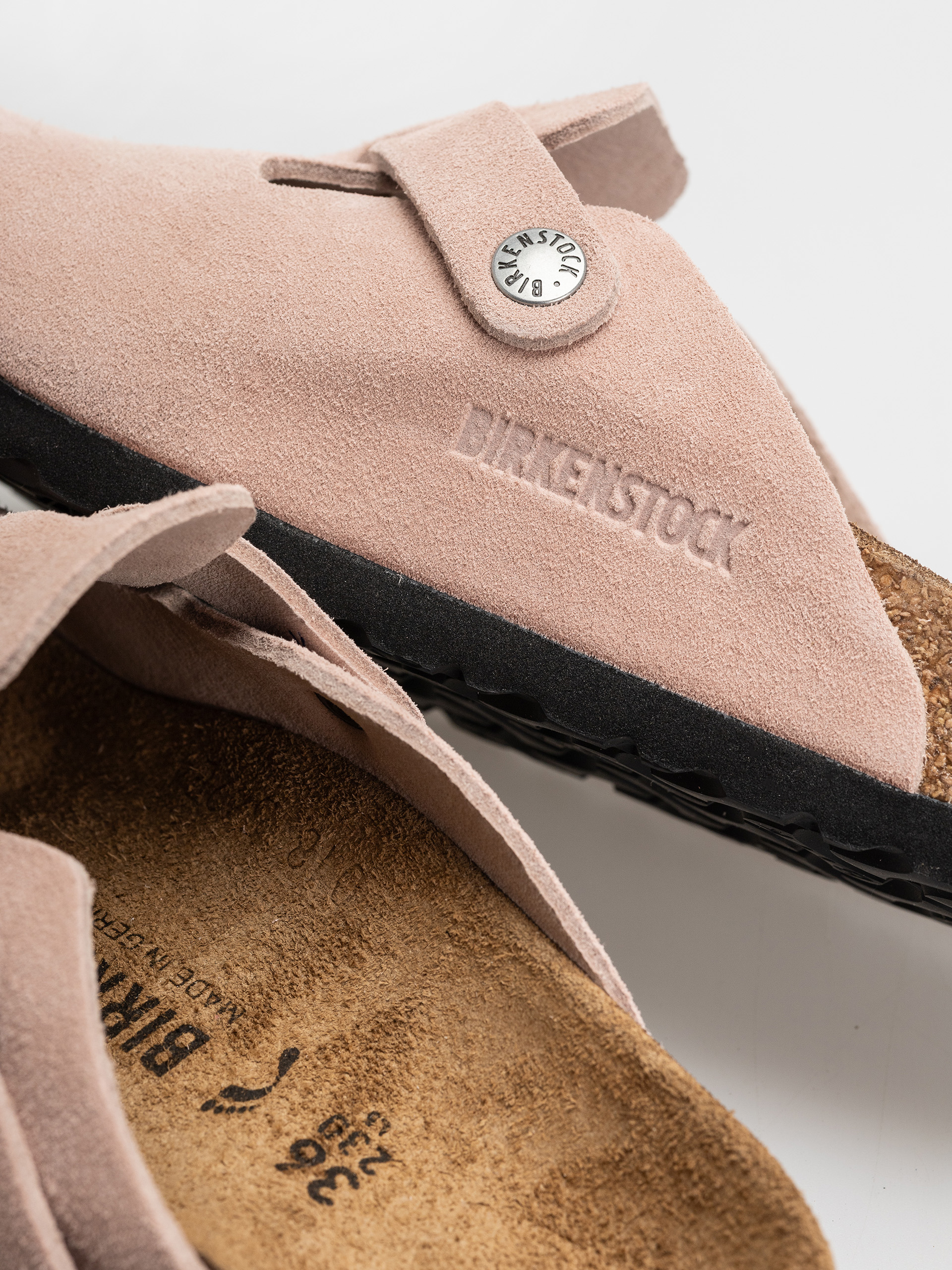 Plážovky Birkenstock Boston Suede Leather Narrow (pink clay)