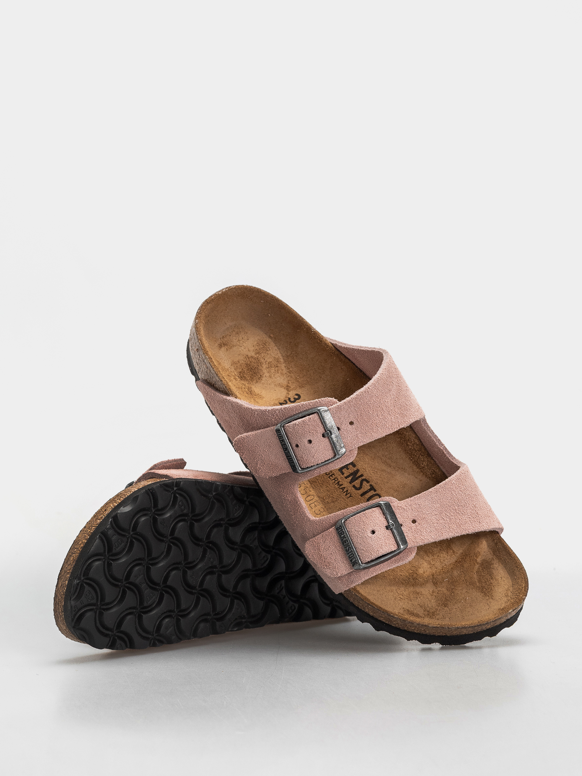 Plážovky Birkenstock Arizona Suede Leather Narrow (pink clay)