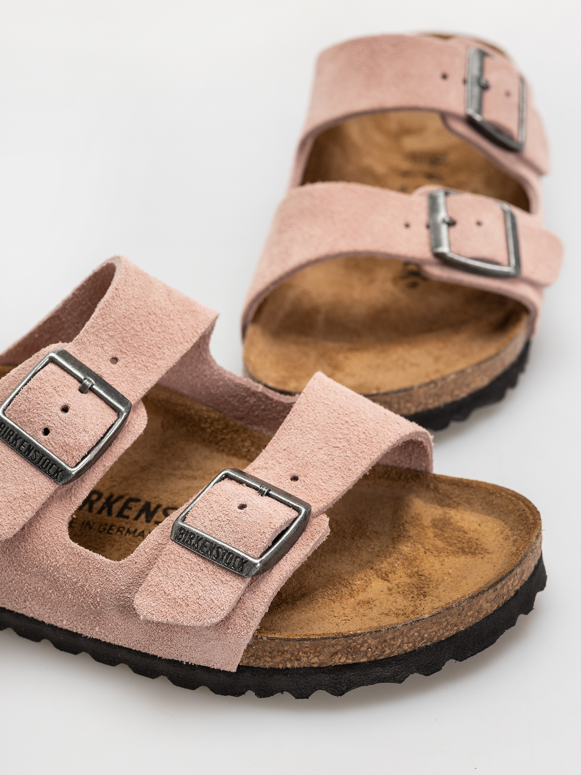 Plážovky Birkenstock Arizona Suede Leather Narrow (pink clay)