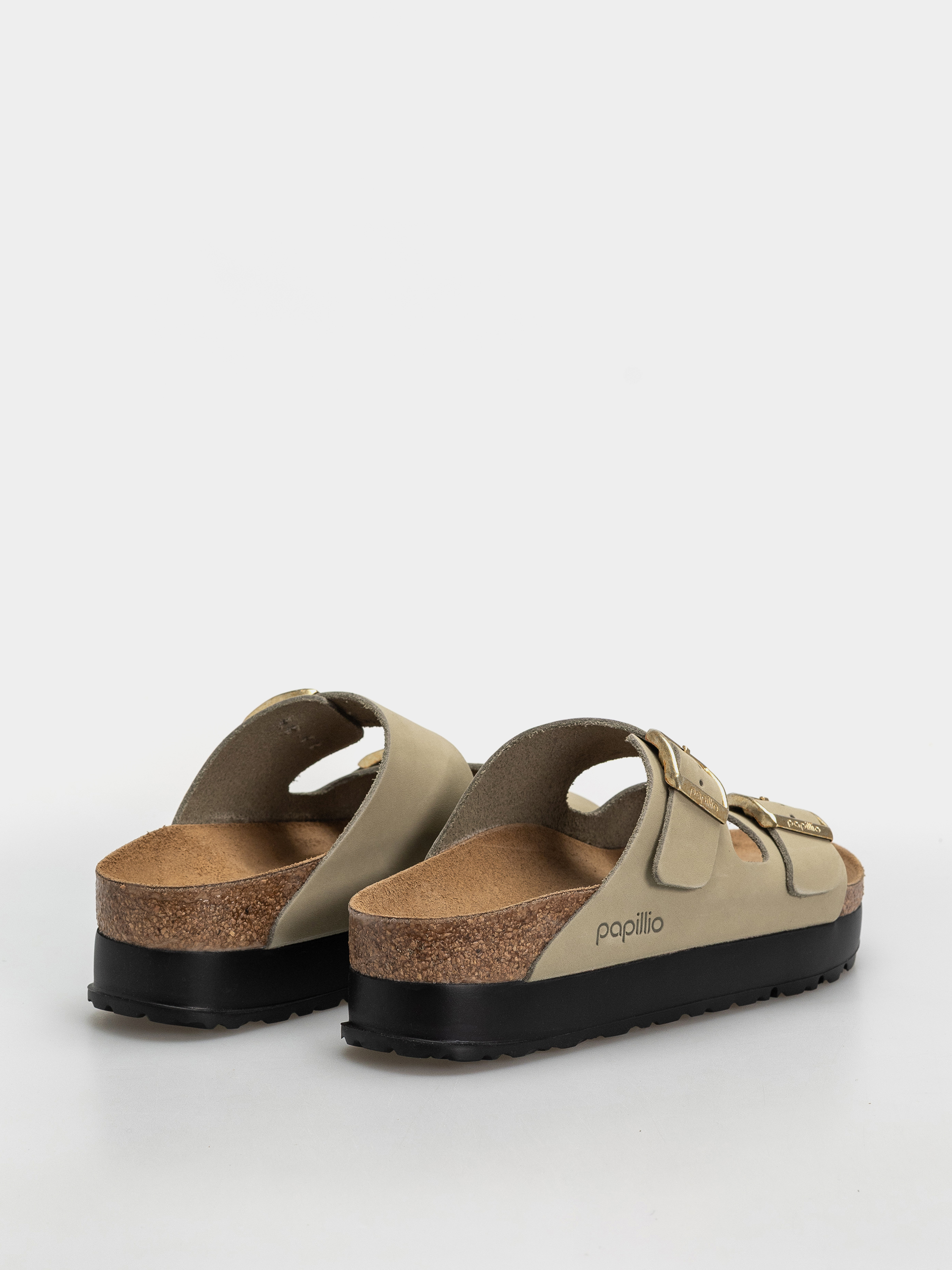 Plážovky Birkenstock Arizona Flex Platform Nubuck Leather Narrow Wmn (eucalyptus)