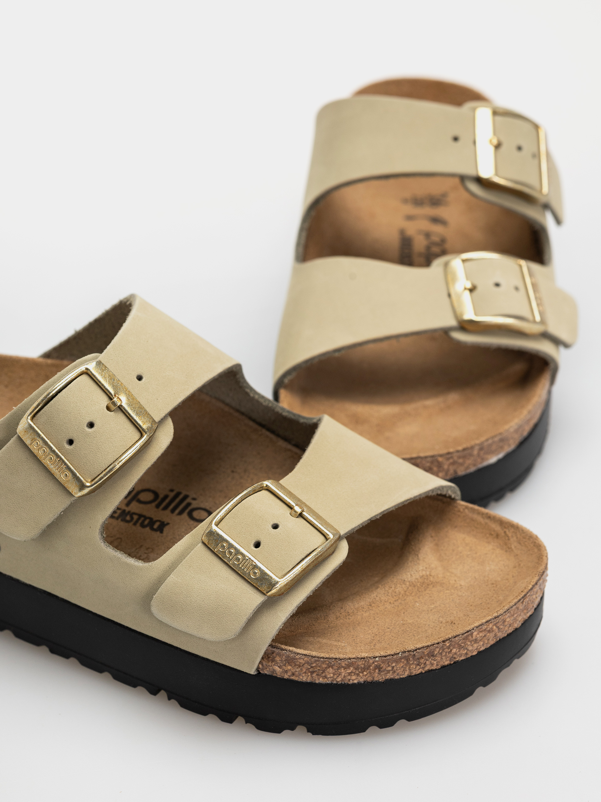 Plážovky Birkenstock Arizona Flex Platform Nubuck Leather Narrow Wmn (eucalyptus)