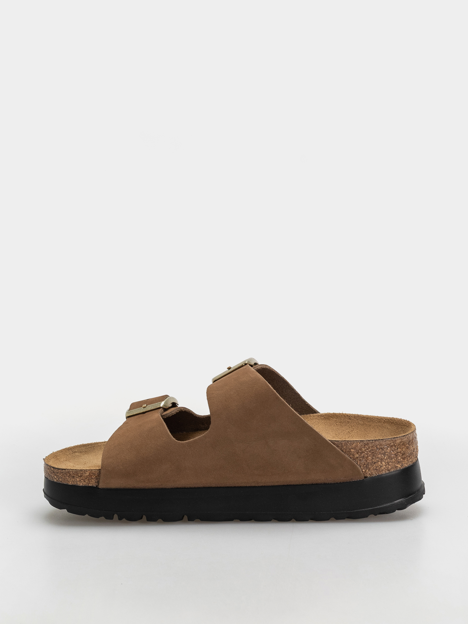 Plážovky Birkenstock Arizona Flex Platform Nubuck Leather Narrow Wmn (dark tea)