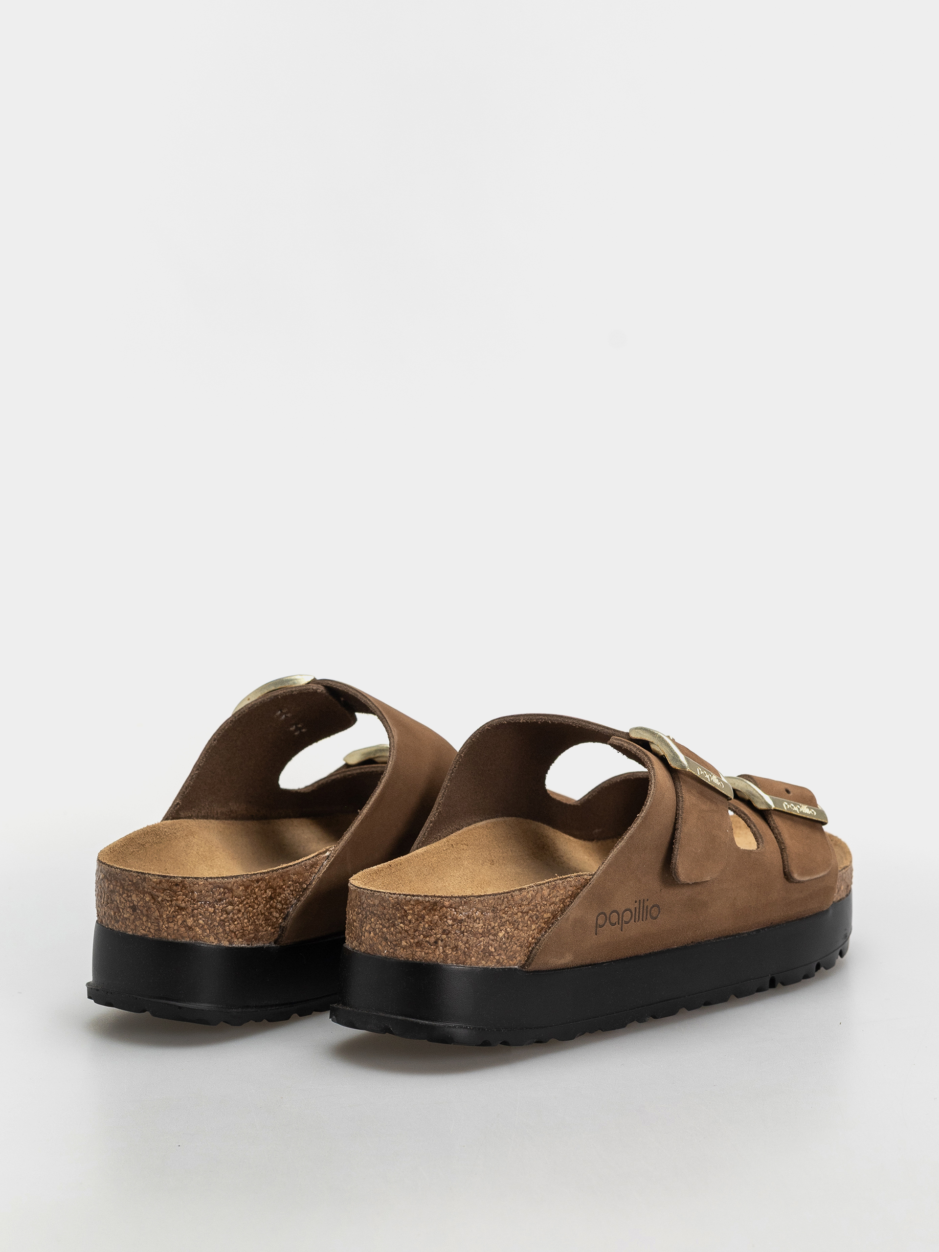 Plážovky Birkenstock Arizona Flex Platform Nubuck Leather Narrow Wmn (dark tea)