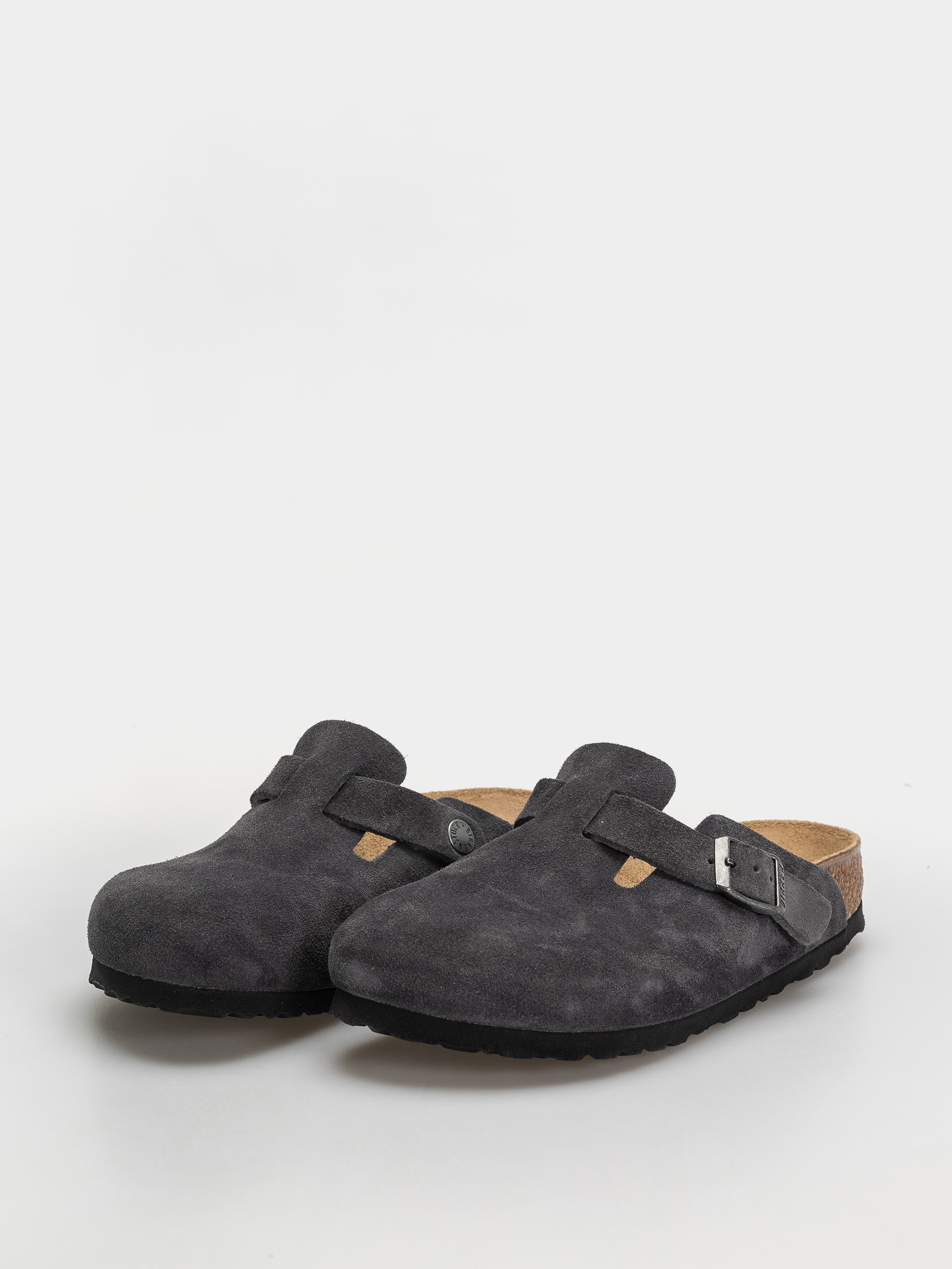 Plážovky Birkenstock Boston Suede Leather Narrow (charcoal)