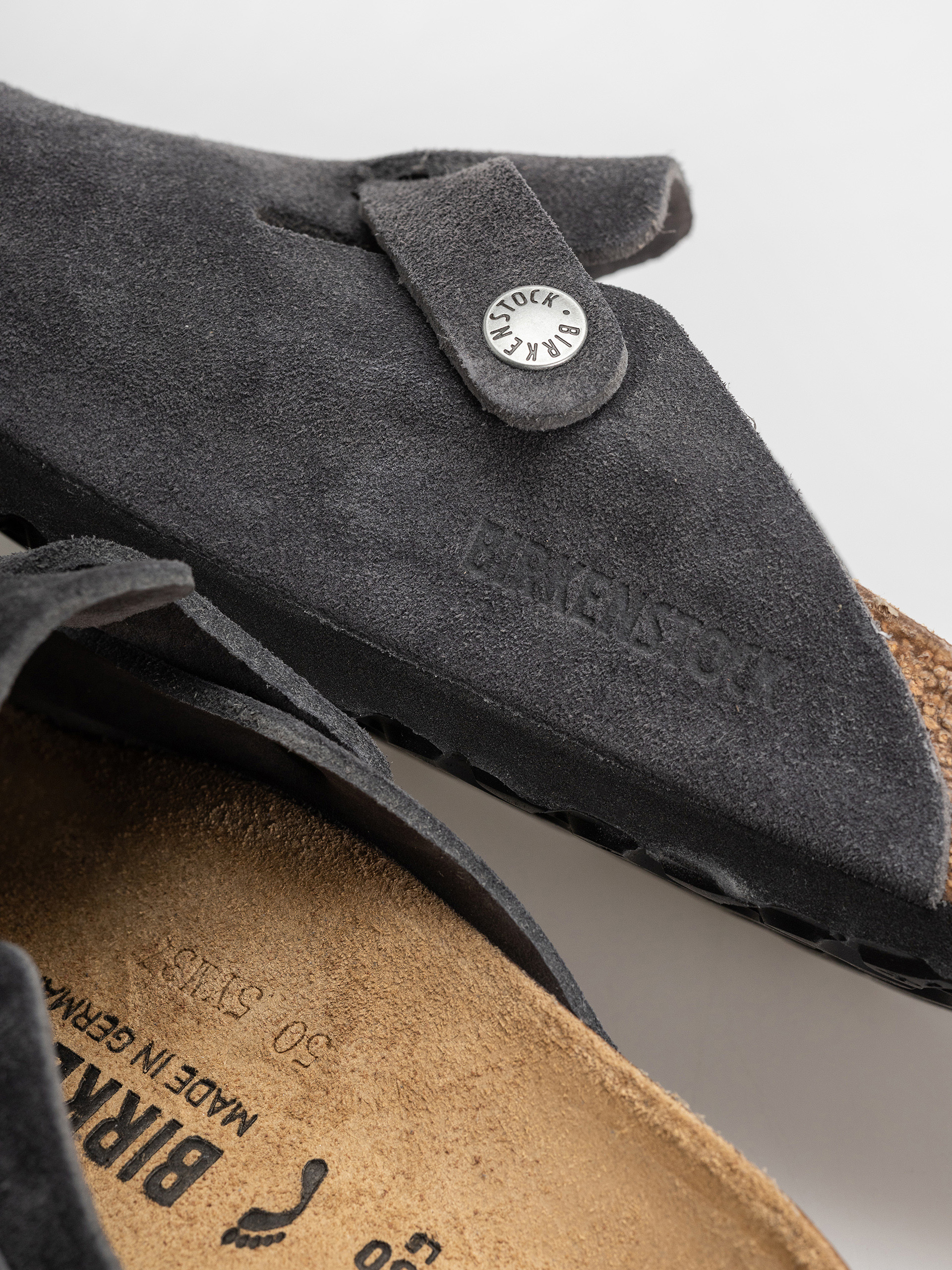 Plážovky Birkenstock Boston Suede Leather Narrow (charcoal)