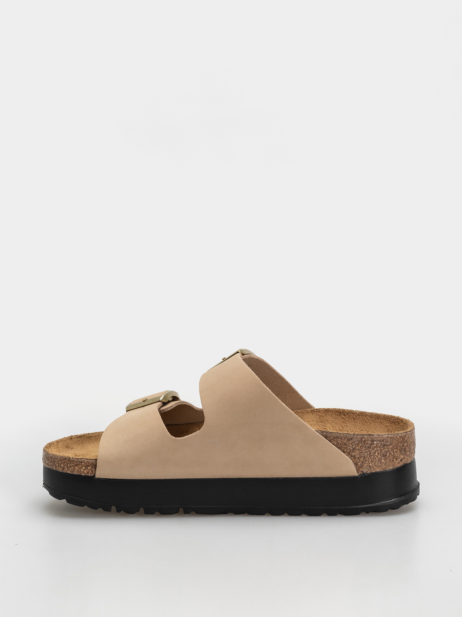 Plážovky Birkenstock Arizona Flex Platform Nubuck Leather Narrow Wmn (sandcastle)
