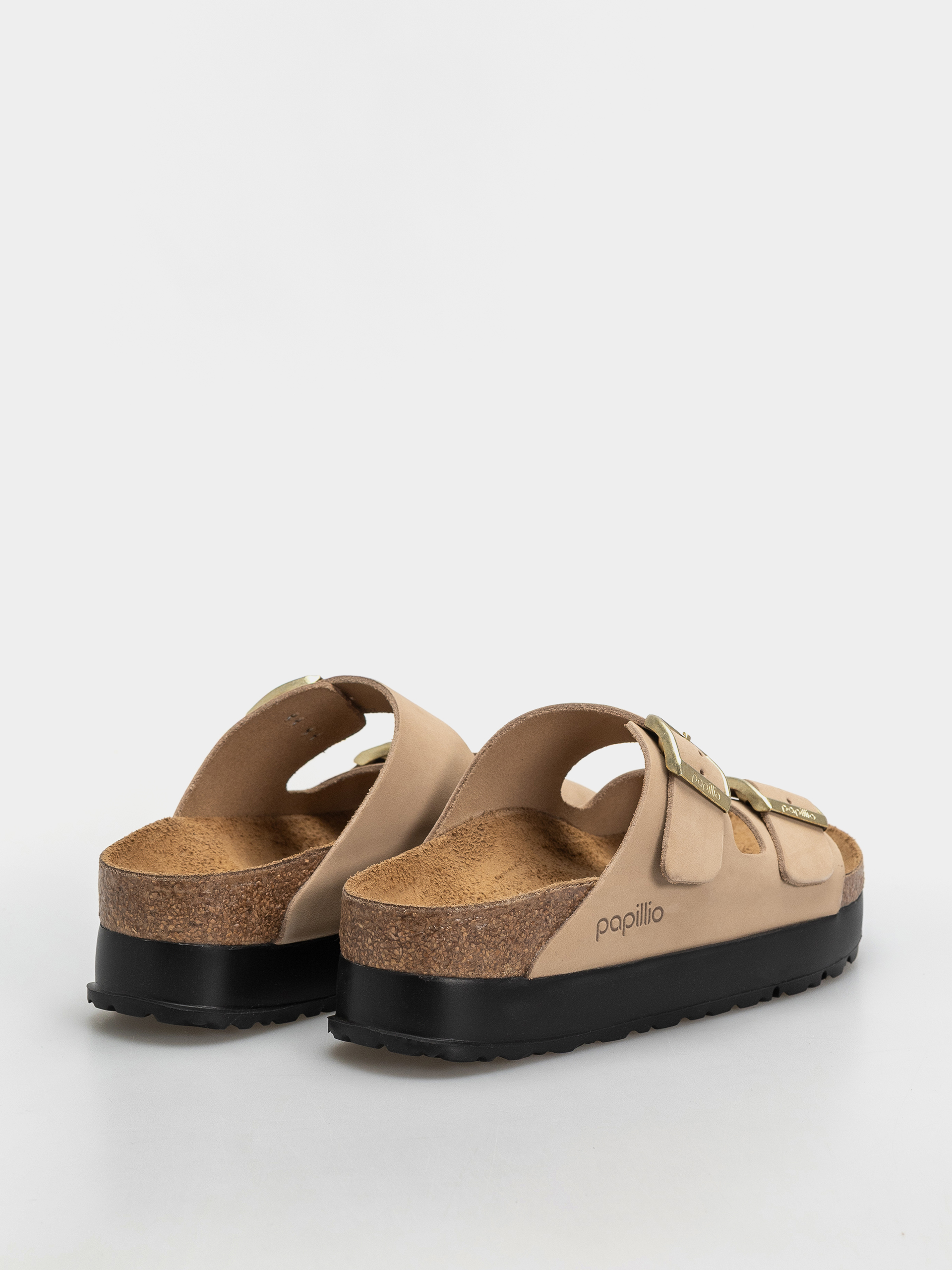 Plážovky Birkenstock Arizona Flex Platform Nubuck Leather Narrow Wmn (sandcastle)