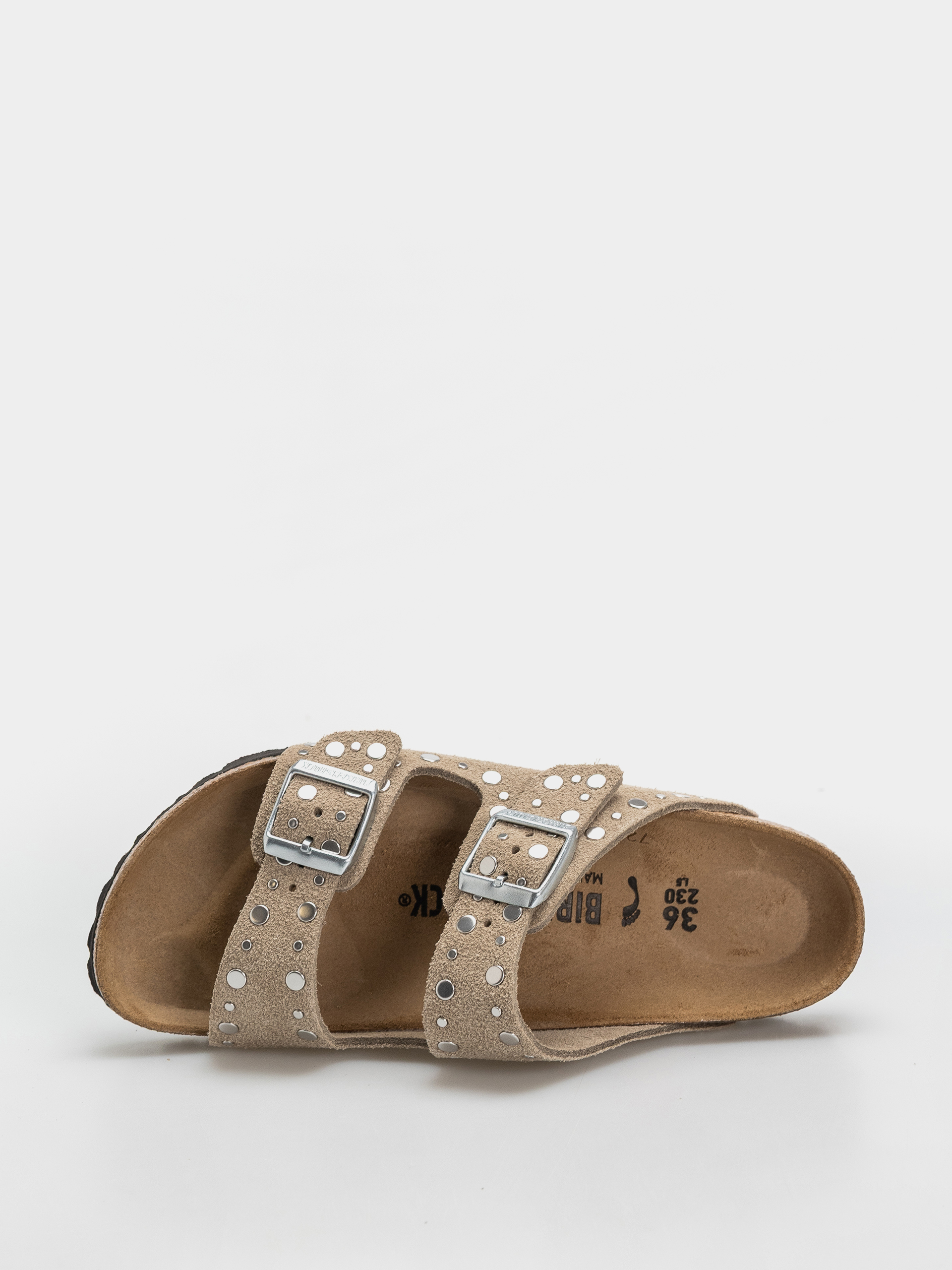 Plážovky Birkenstock Arizona Rivets Suede Leather Narrow Wmn (taupe)