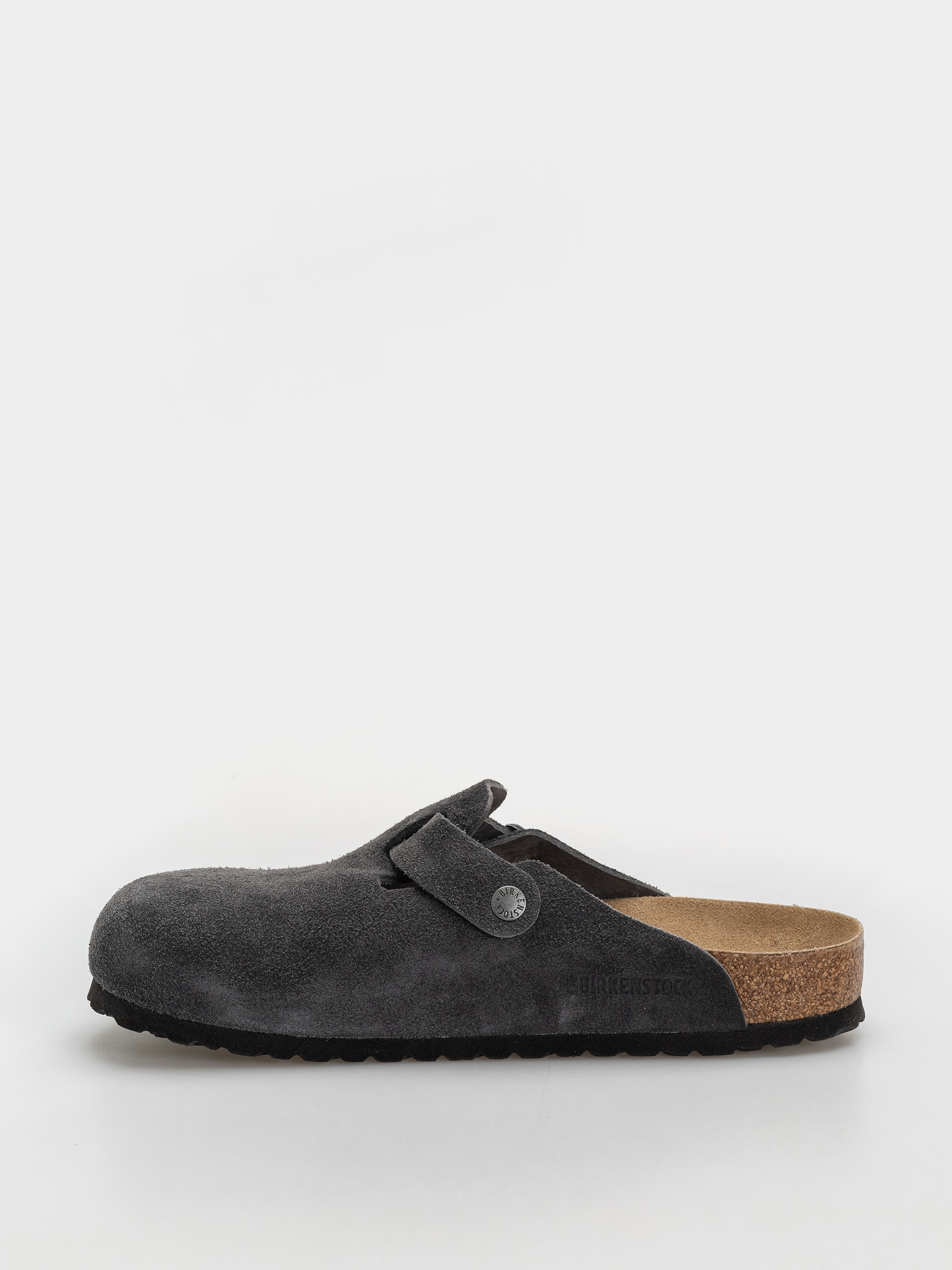 Plážovky Birkenstock Boston Suede Leather Regular (charcoal)