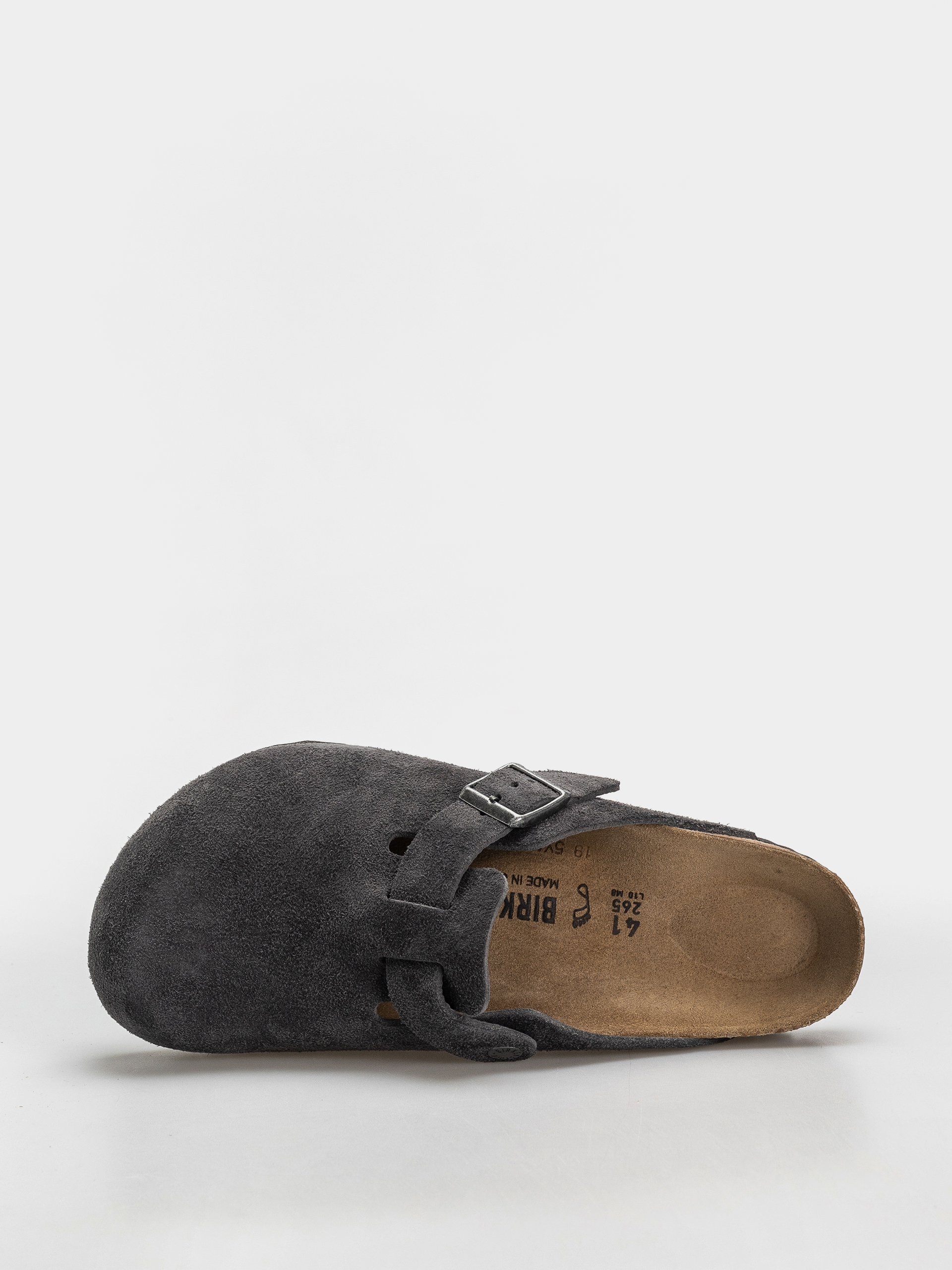 Plážovky Birkenstock Boston Suede Leather Regular (charcoal)