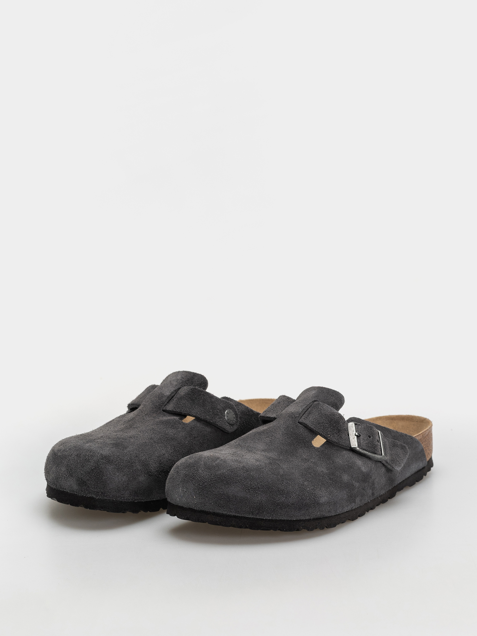 Plážovky Birkenstock Boston Suede Leather Regular (charcoal)