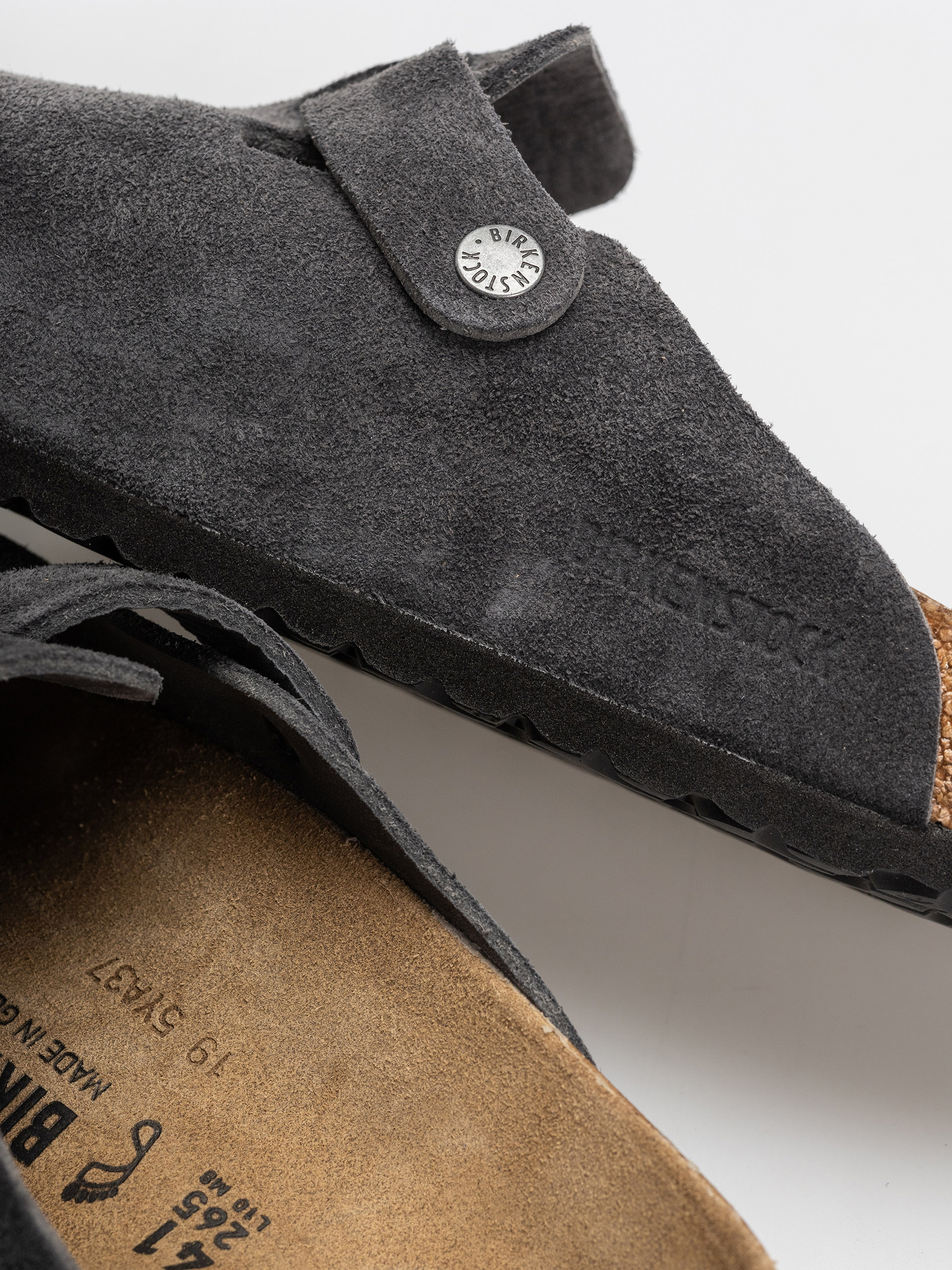 Plážovky Birkenstock Boston Suede Leather Regular (charcoal)