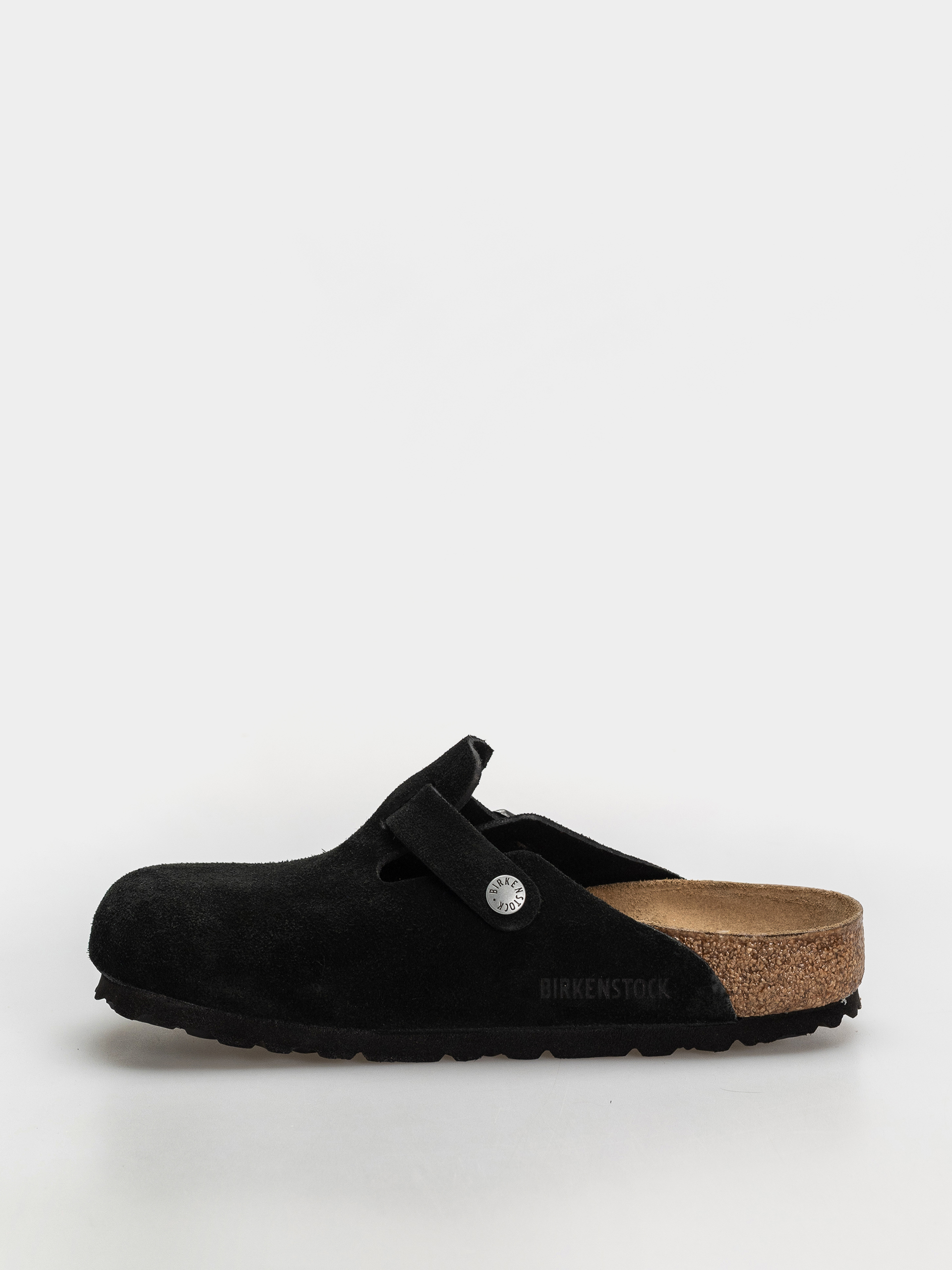 Plážovky Birkenstock Boston Suede Leather Regular (black)