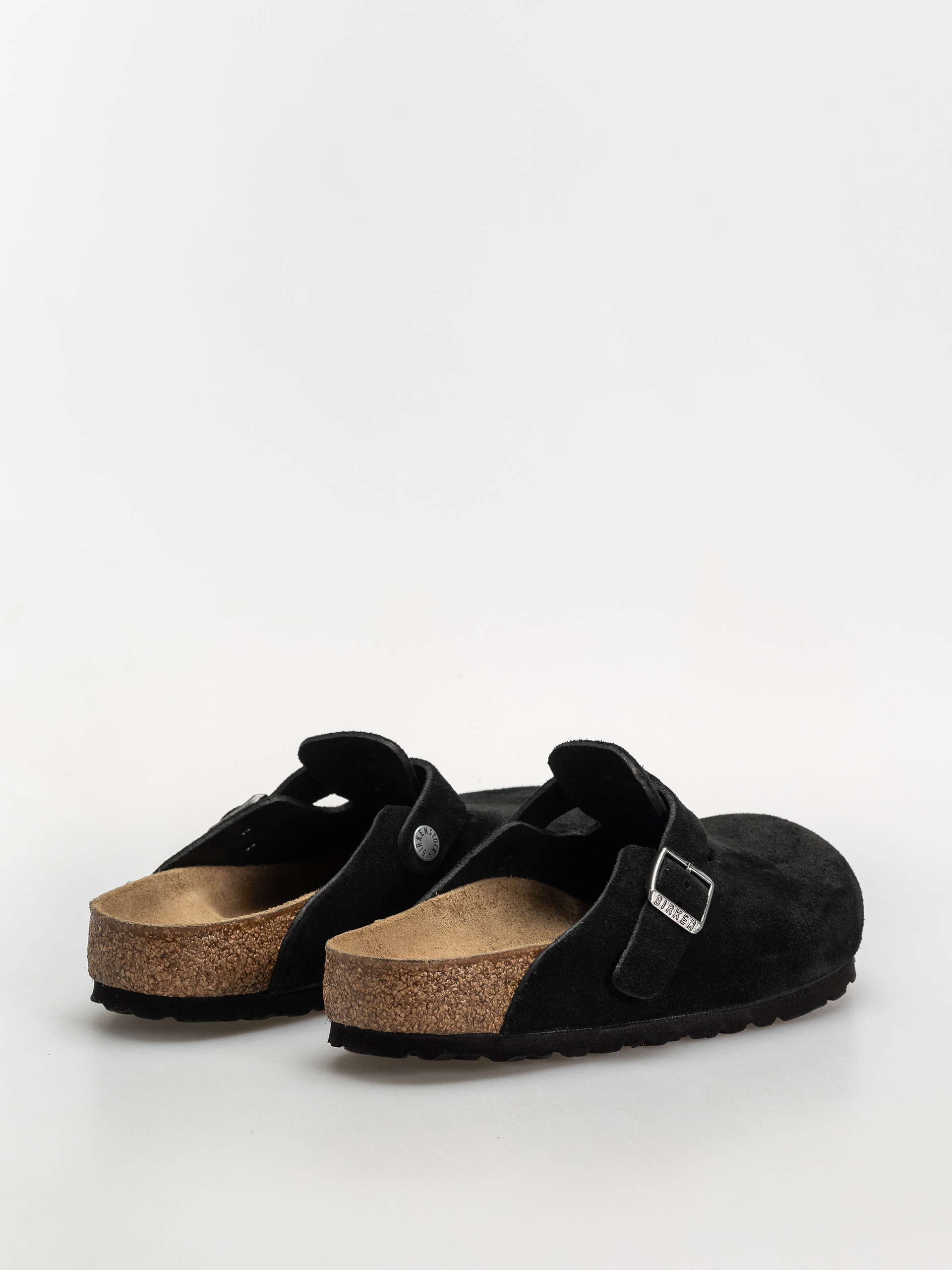 Plážovky Birkenstock Boston Suede Leather Regular (black)