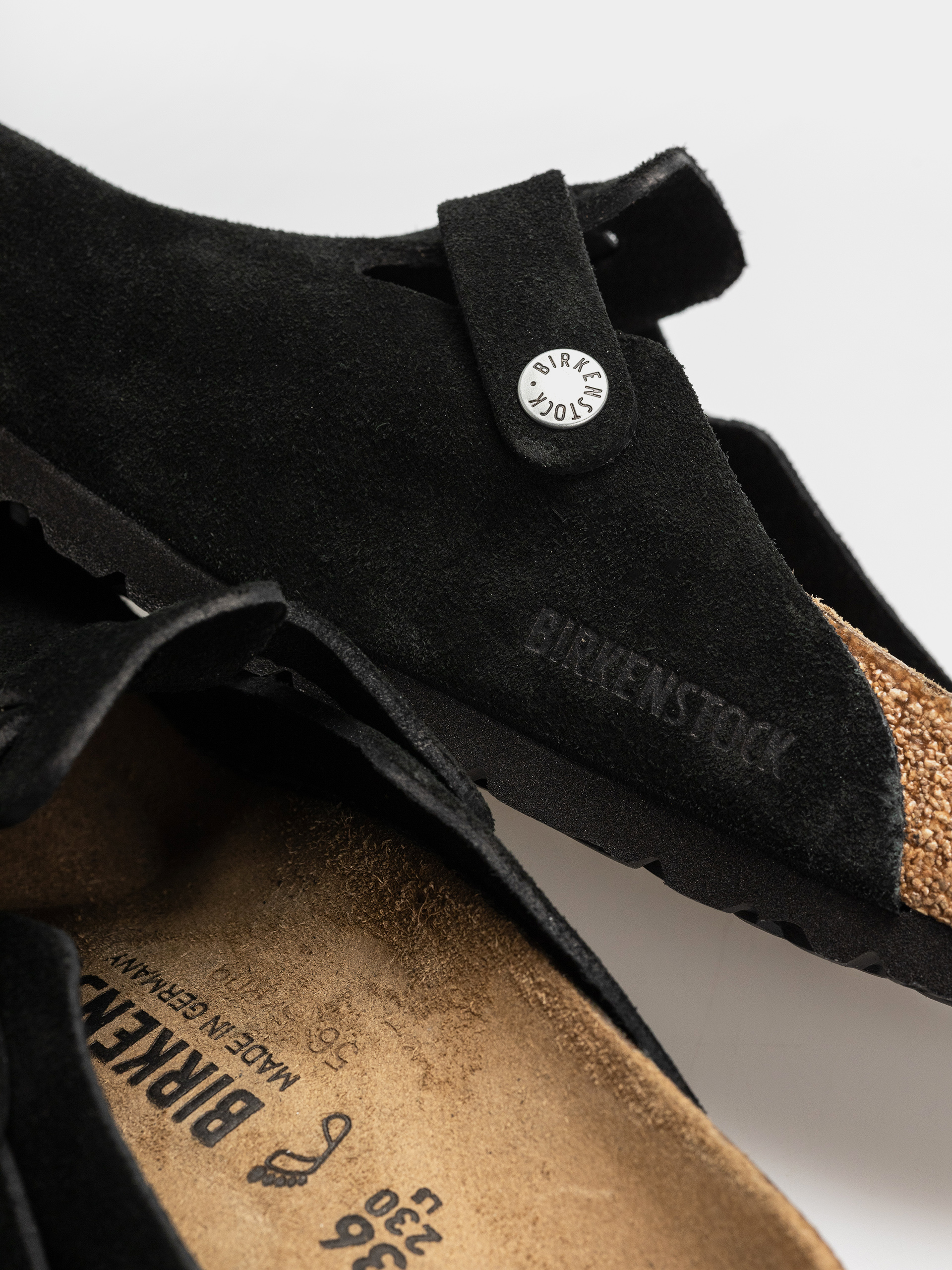 Plážovky Birkenstock Boston Suede Leather Regular (black)