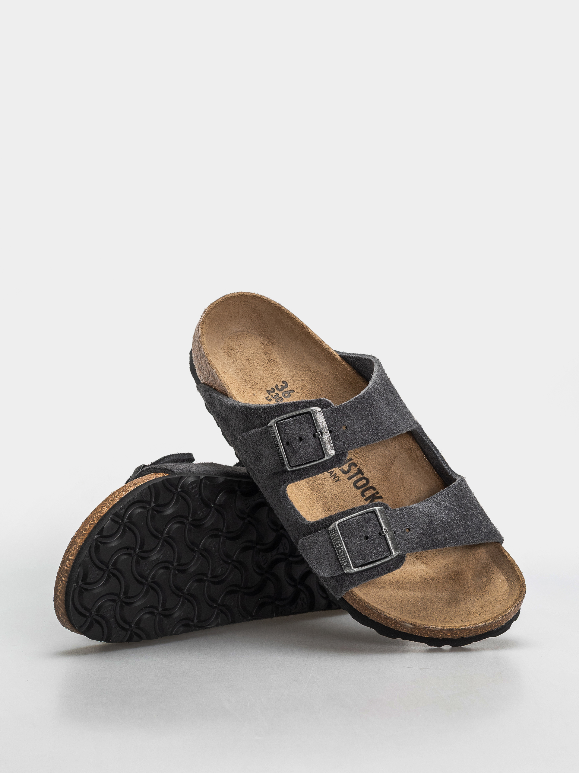 Plážovky Birkenstock Arizona Suede Leather Narrow (charcoal)