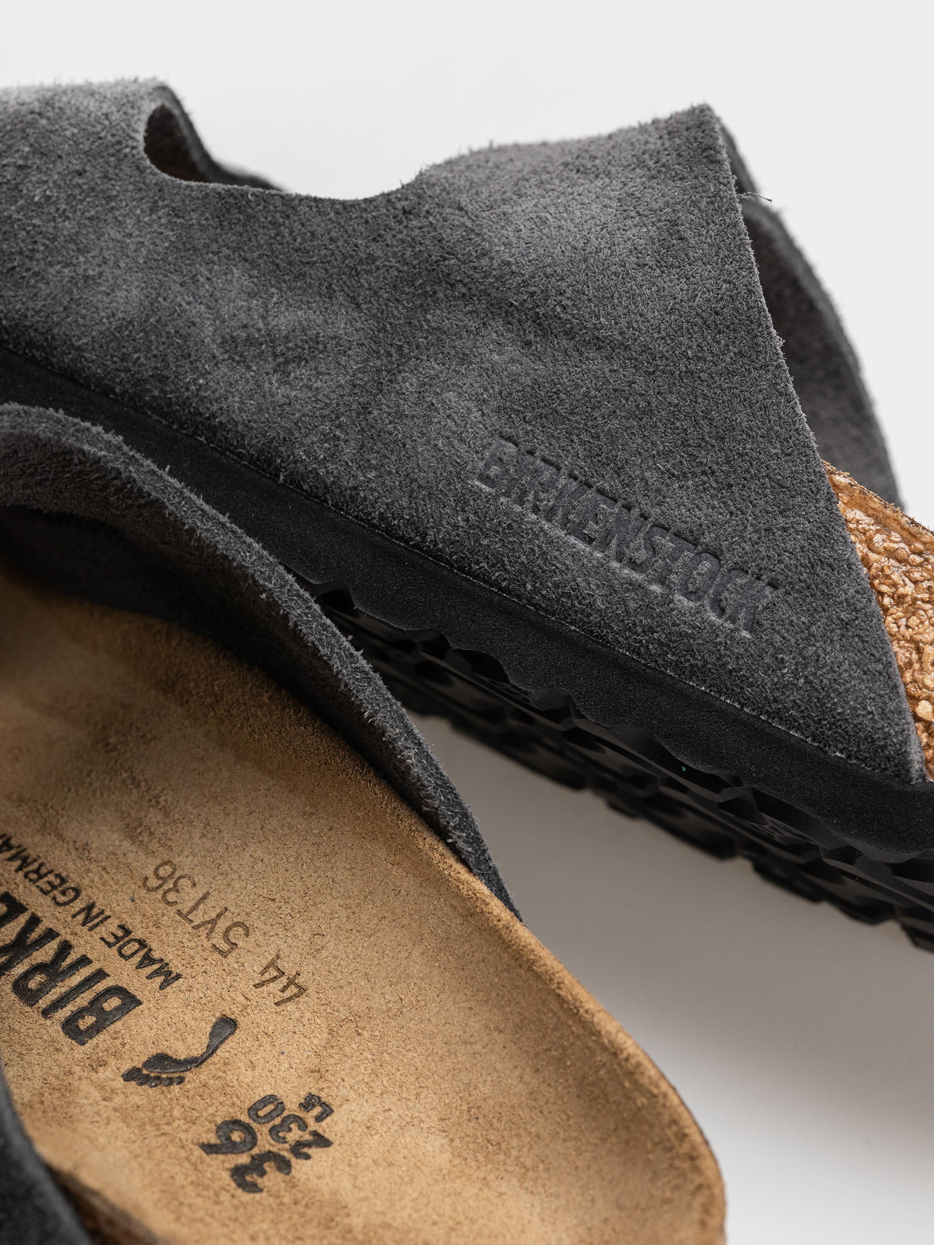 Plážovky Birkenstock Arizona Suede Leather Narrow (charcoal)