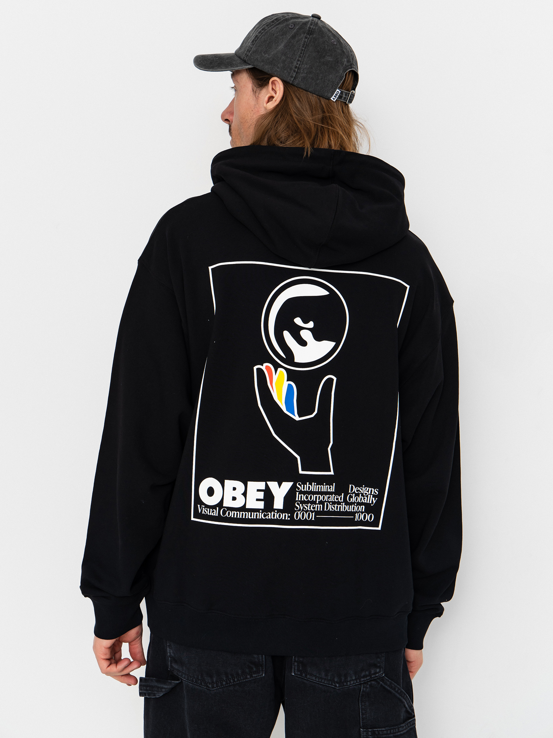 Mikina s kapucí OBEY Global Systems HD (black)