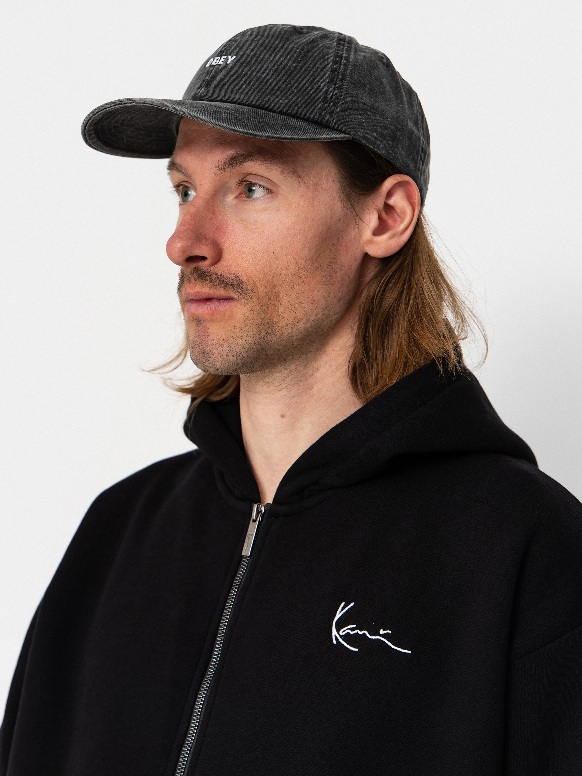 Mikina s kapucí Karl Kani Chest Signature Essential ZHD (dark grey)