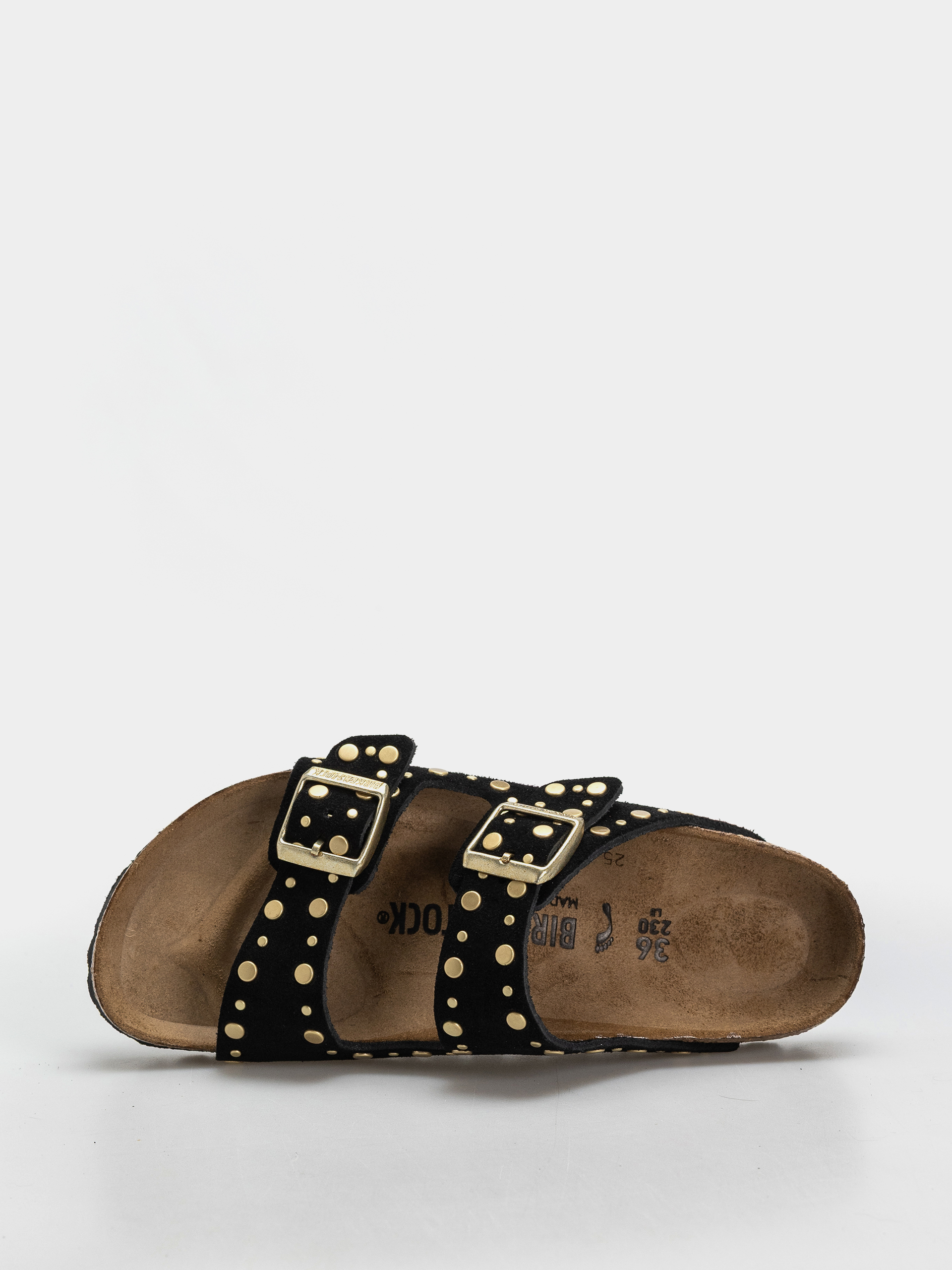 Plážovky Birkenstock Arizona Rivets Suede Leather Narrow Wmn (black)