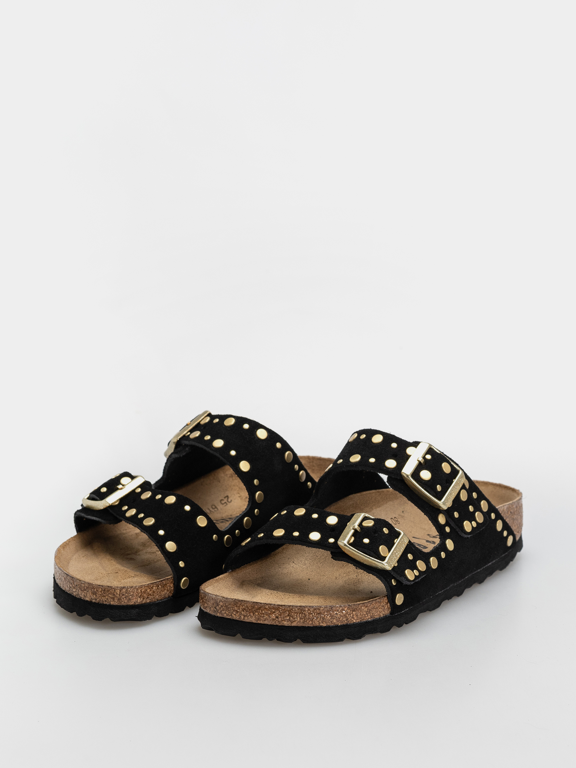 Plážovky Birkenstock Arizona Rivets Suede Leather Narrow Wmn (black)