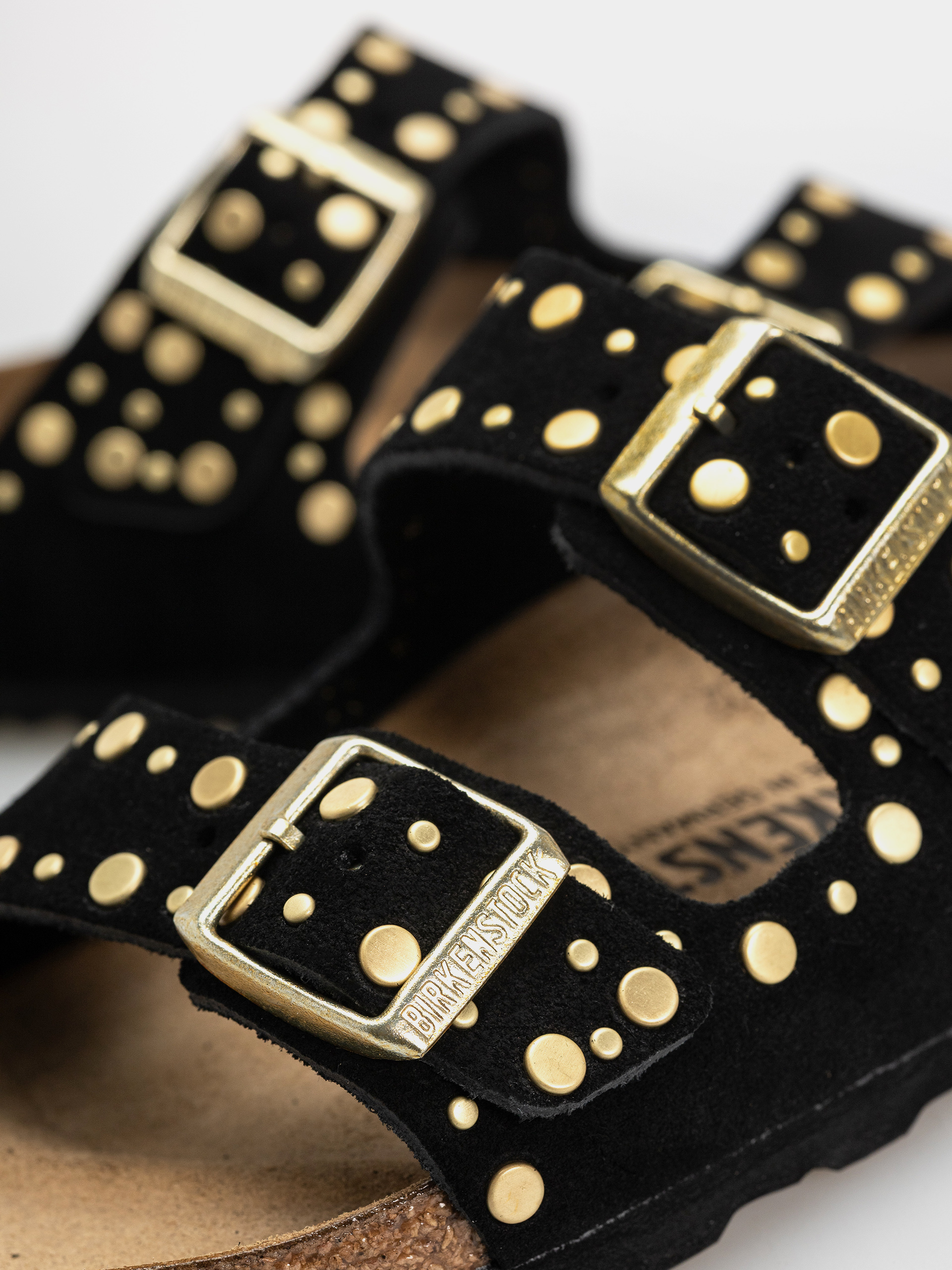 Plážovky Birkenstock Arizona Rivets Suede Leather Narrow Wmn (black)