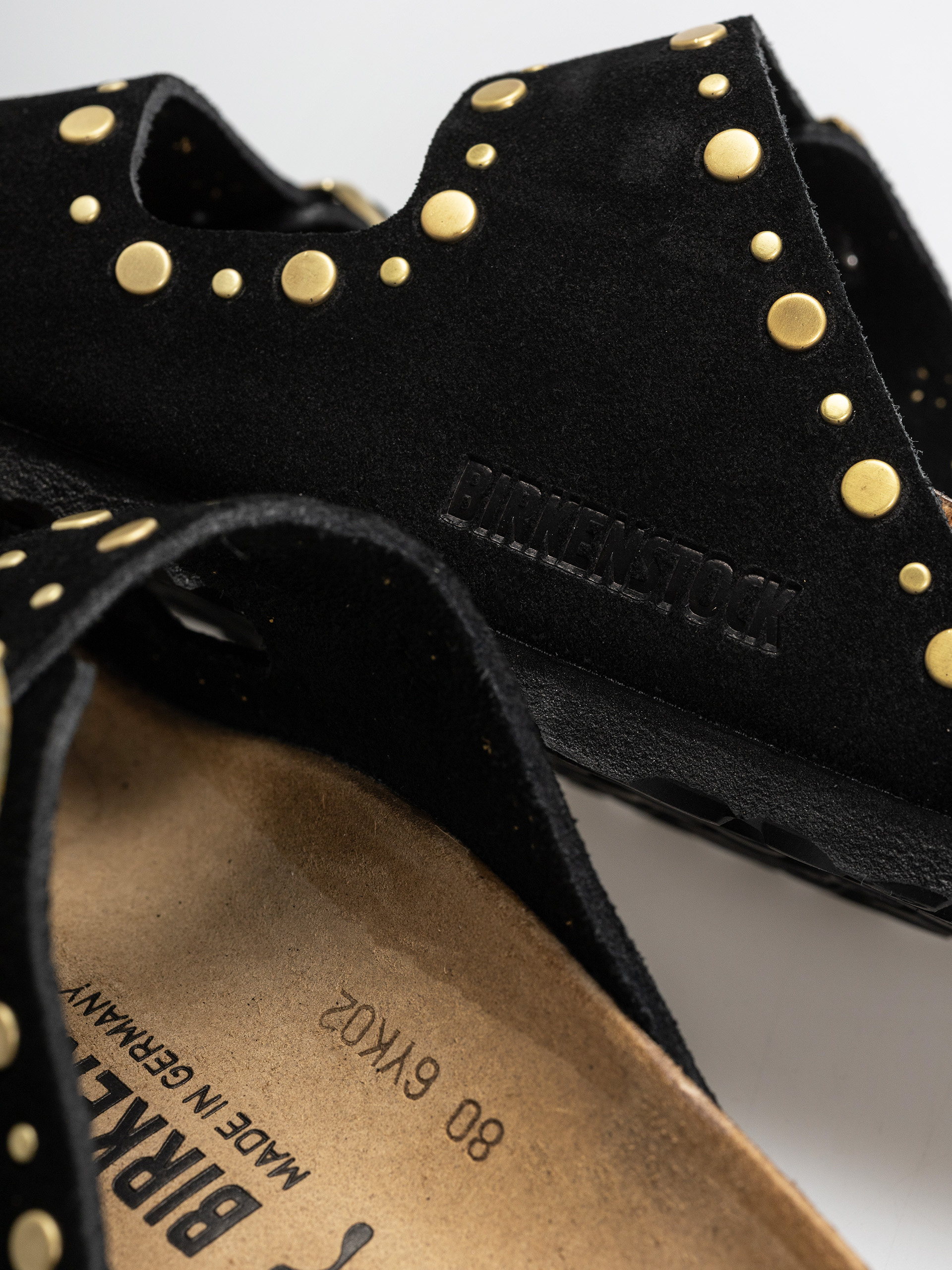 Plážovky Birkenstock Arizona Rivets Suede Leather Narrow Wmn (black)