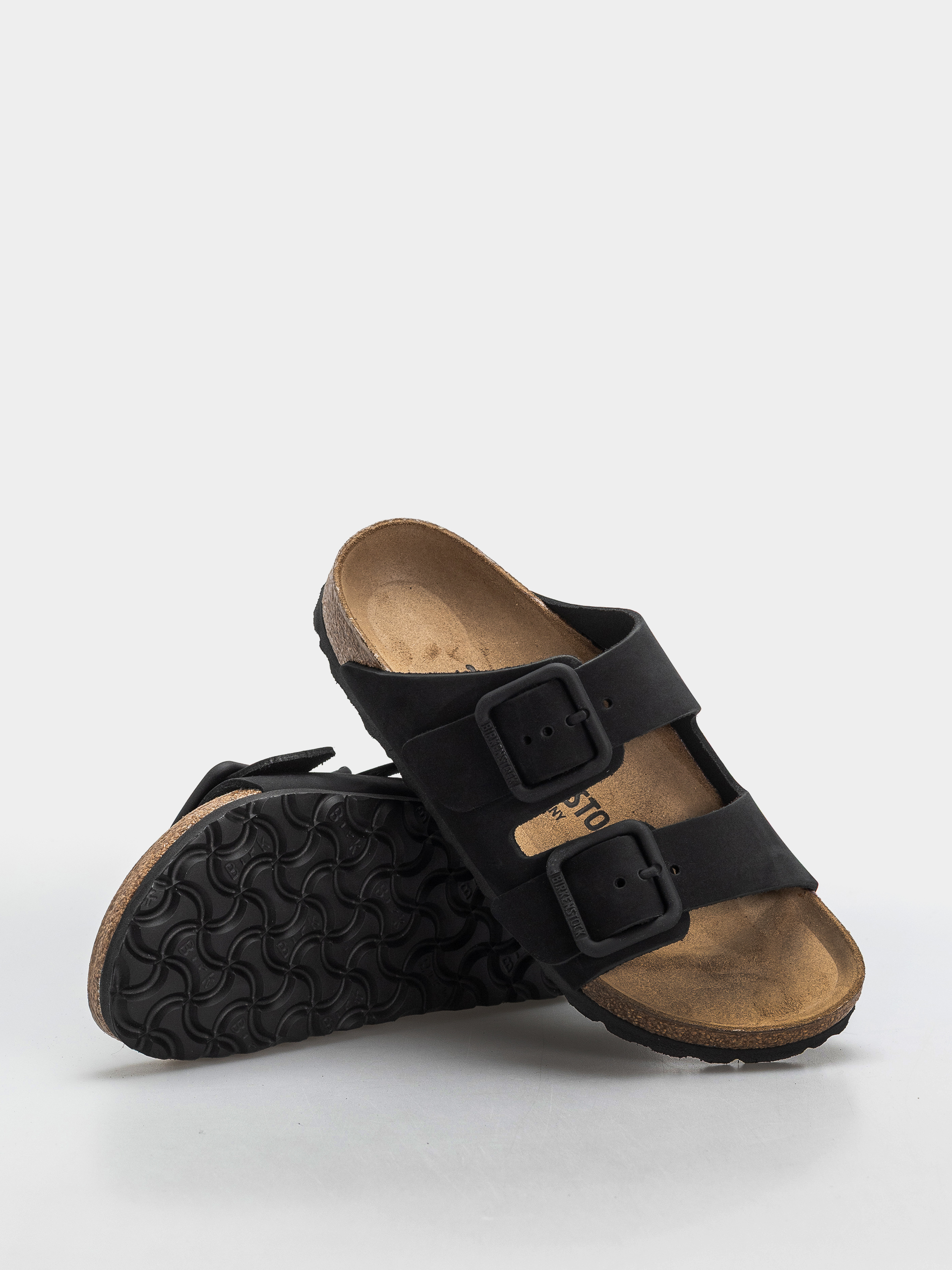 Plážovky Birkenstock Arizona Wire Buckle Nubuck Leather Narrow (black)