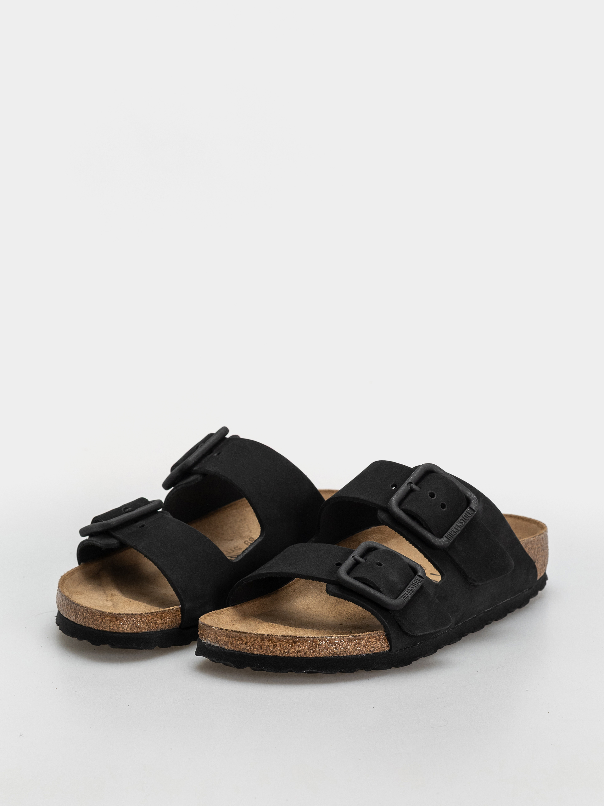 Plážovky Birkenstock Arizona Wire Buckle Nubuck Leather Narrow (black)