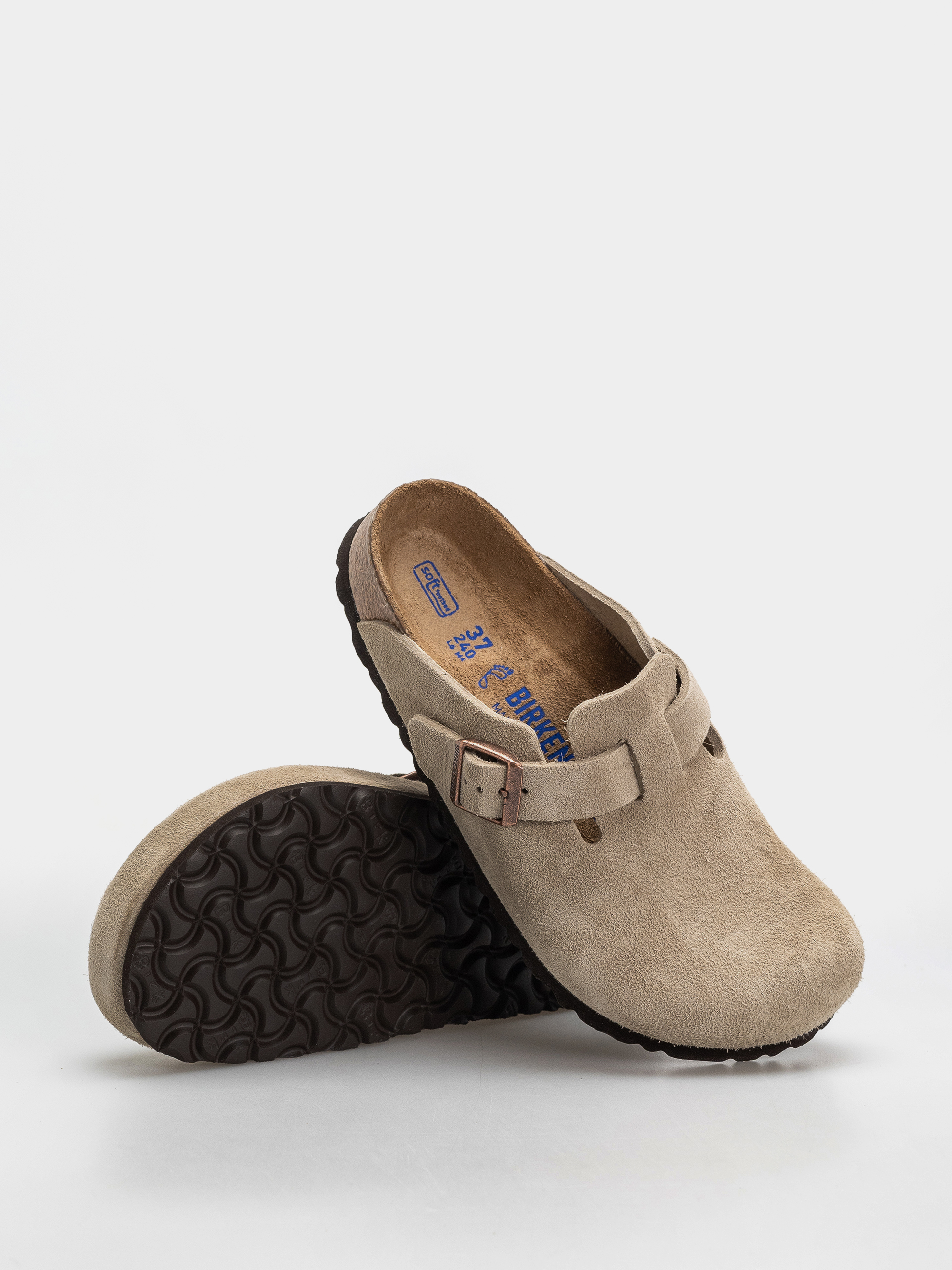 Plážovky Birkenstock Boston SFB Suede Leather Regular (taupe)