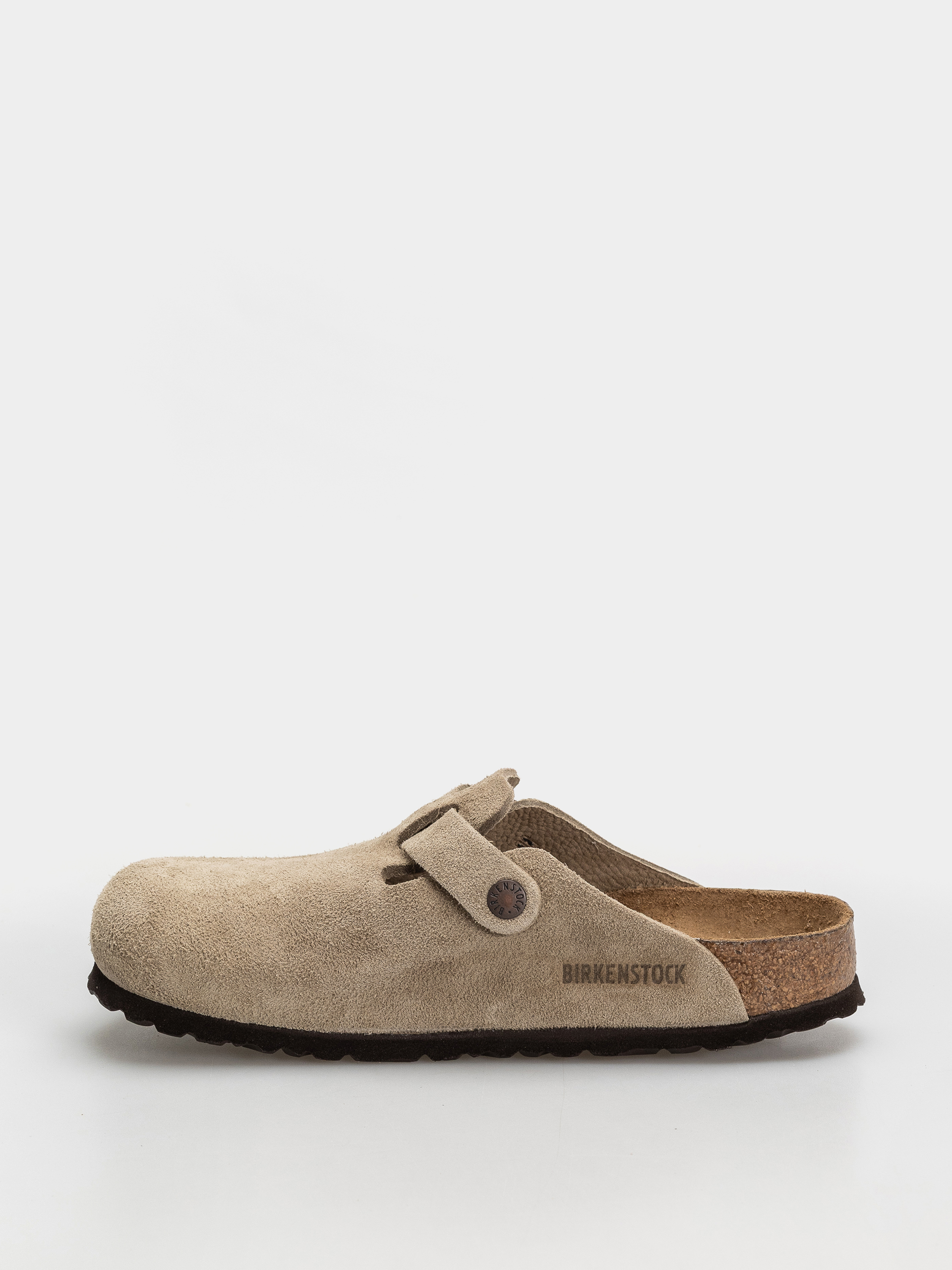 Plážovky Birkenstock Boston SFB Suede Leather Regular (taupe)