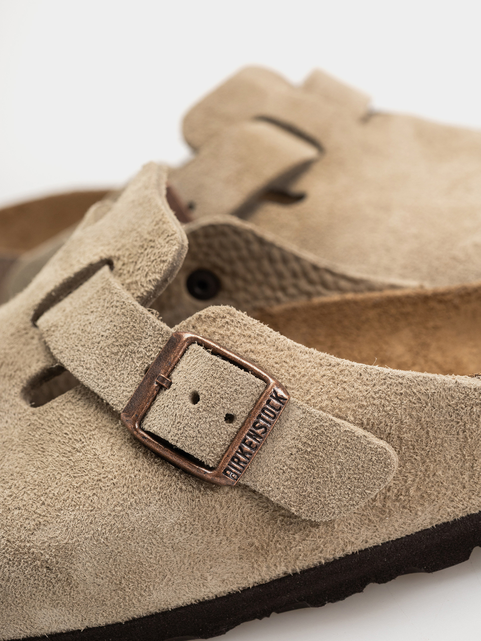 Plážovky Birkenstock Boston SFB Suede Leather Regular (taupe)