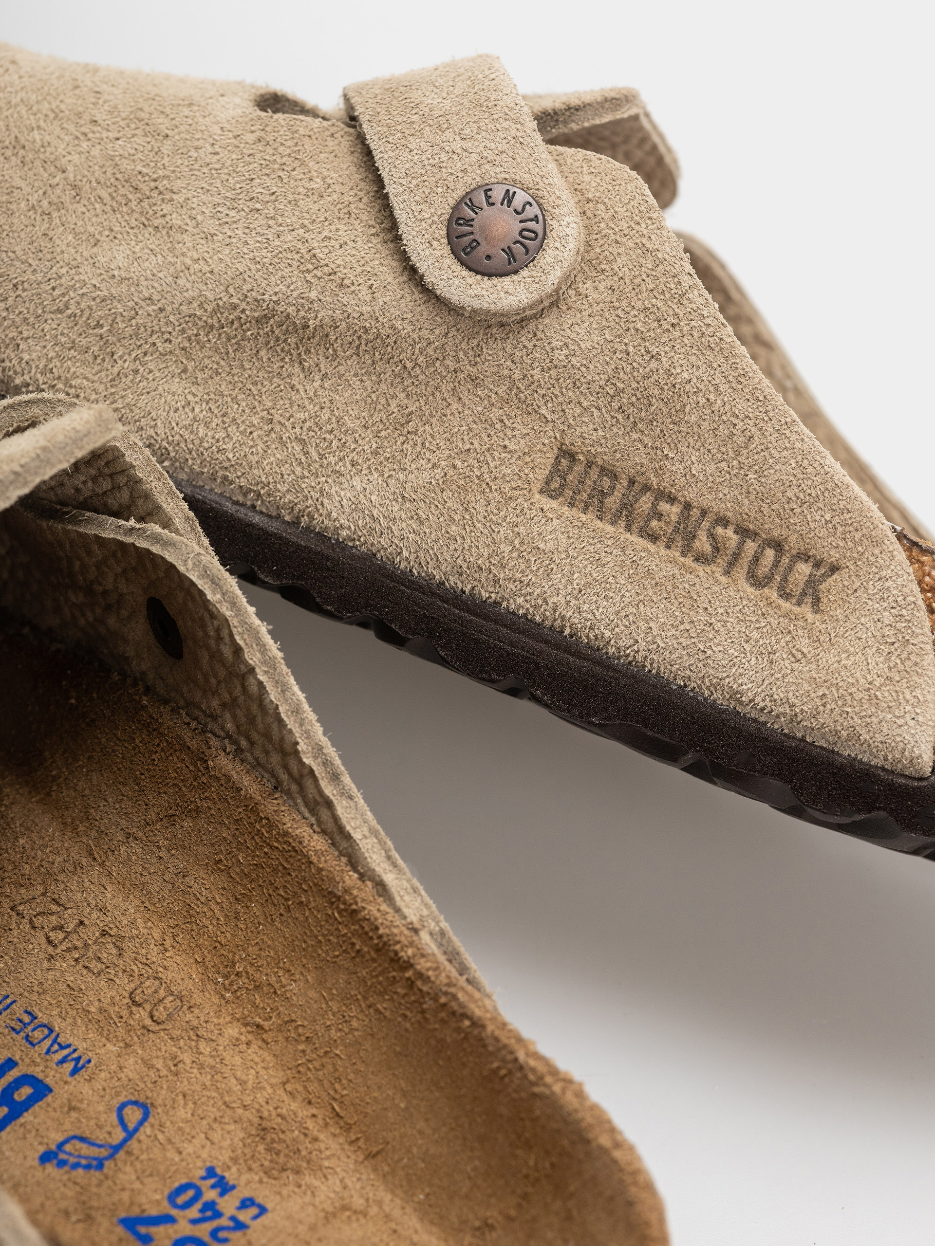 Plážovky Birkenstock Boston SFB Suede Leather Regular (taupe)