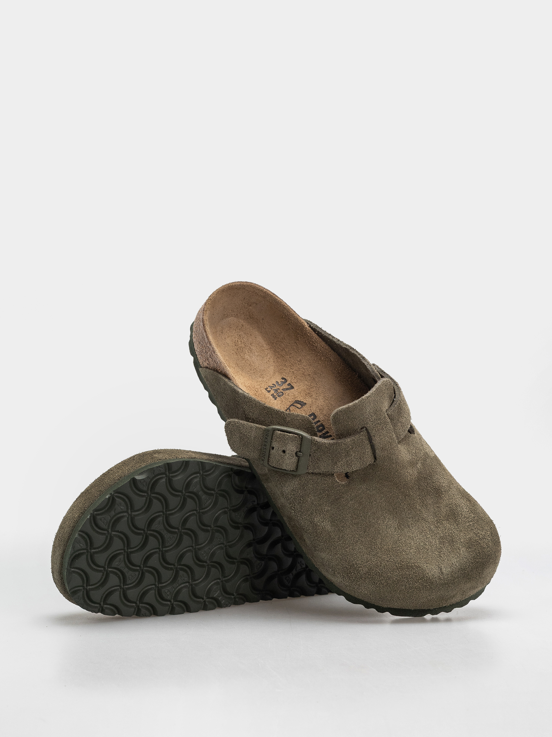 Plážovky Birkenstock Boston Suede Leather Regular (thyme)