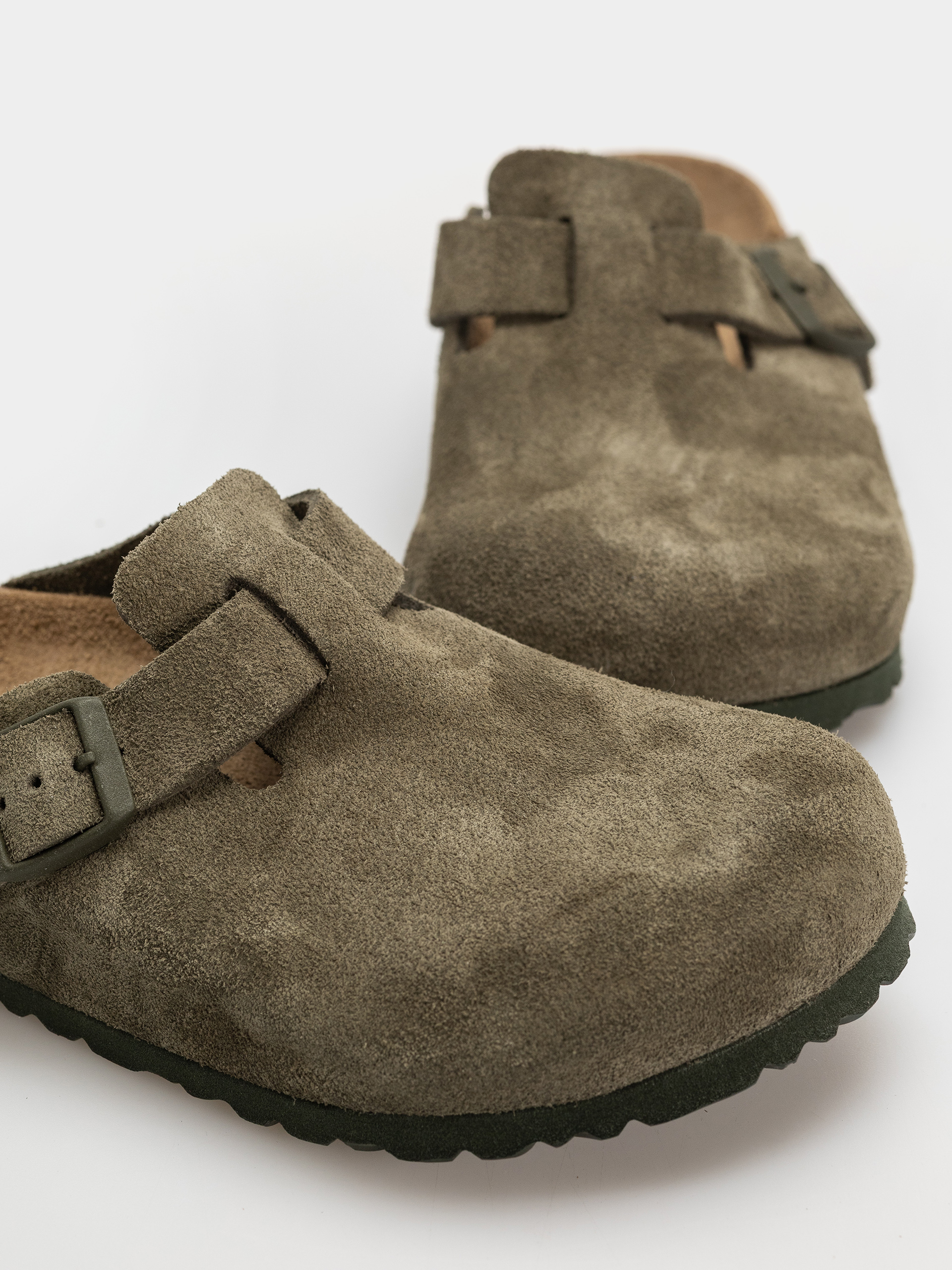 Plážovky Birkenstock Boston Suede Leather Regular (thyme)