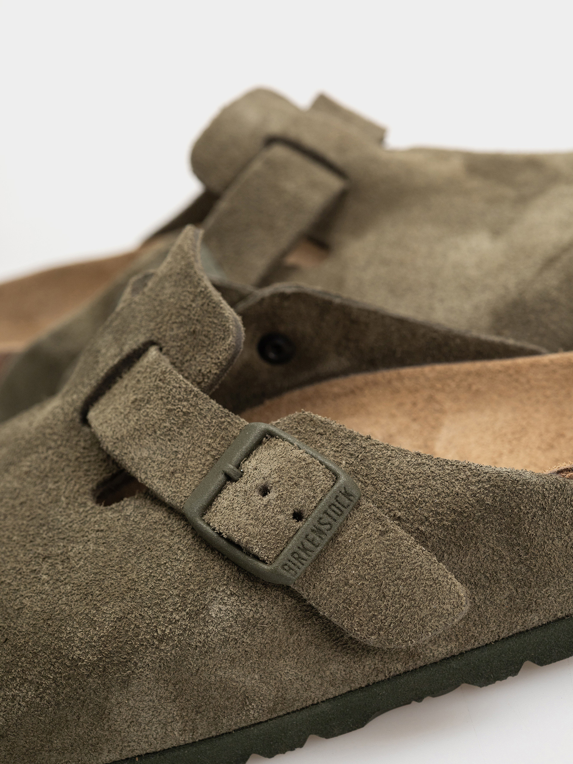 Plážovky Birkenstock Boston Suede Leather Regular (thyme)