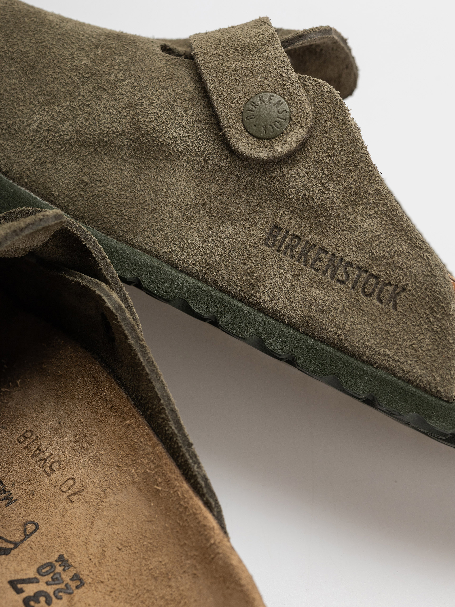 Plážovky Birkenstock Boston Suede Leather Regular (thyme)