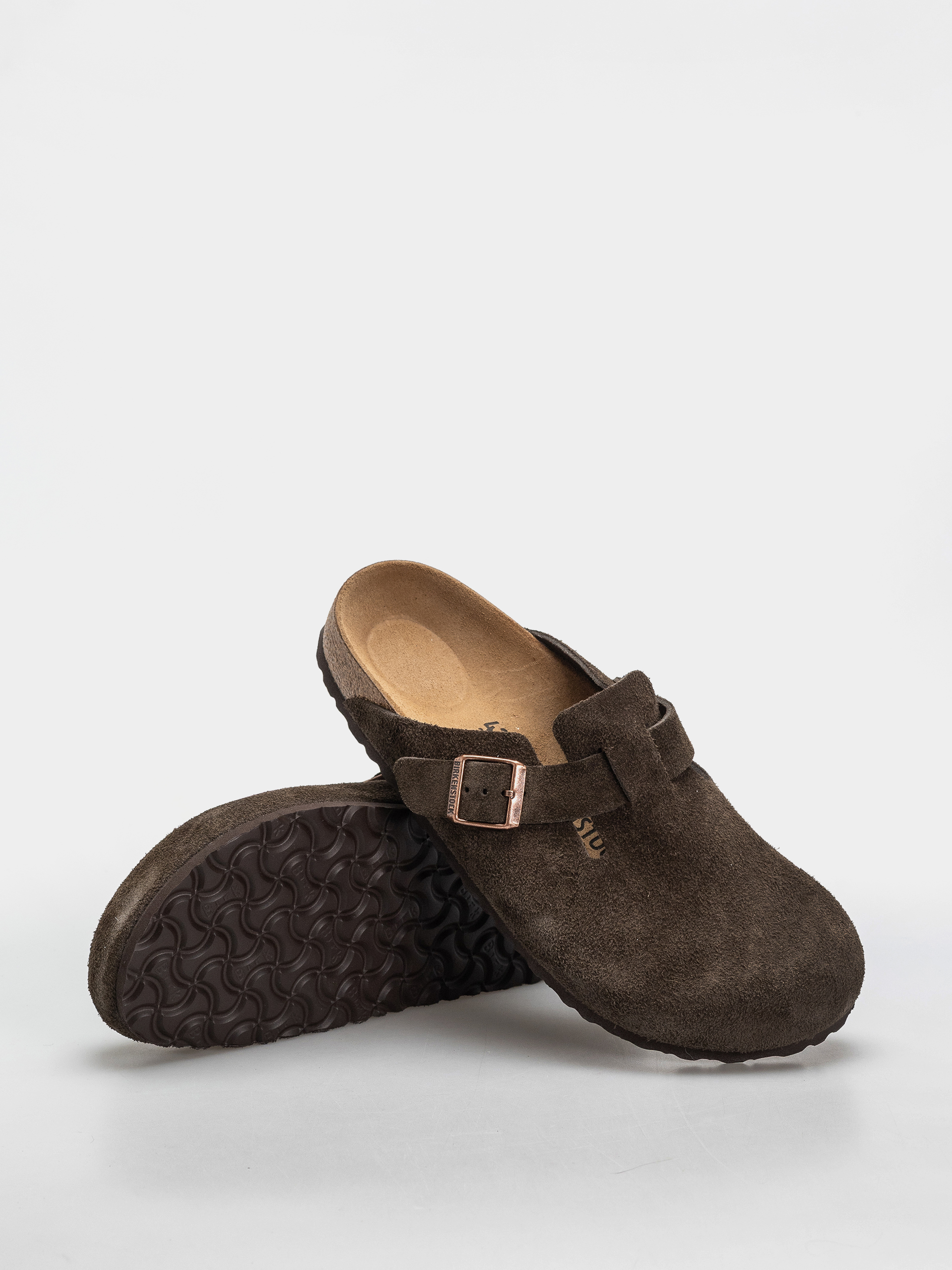 Plážovky Birkenstock Boston Suede Leather Narrow (mocca)