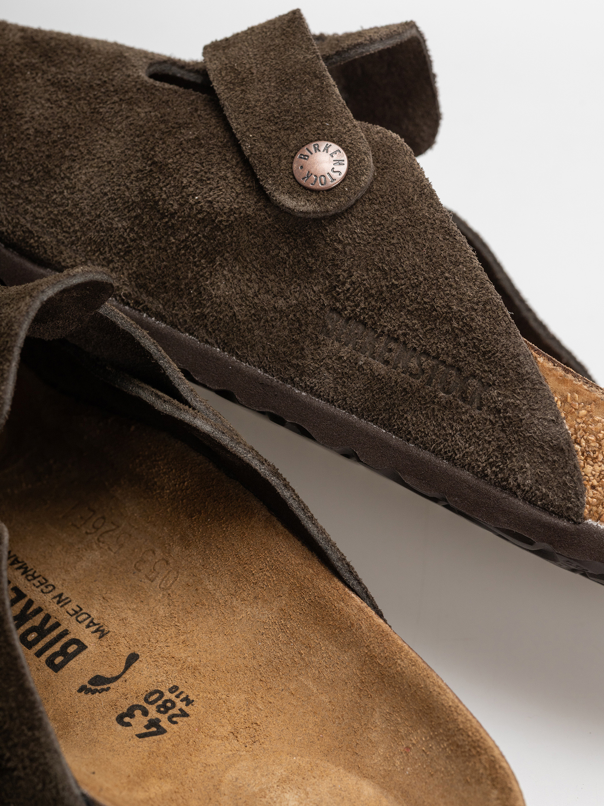 Plážovky Birkenstock Boston Suede Leather Narrow (mocca)
