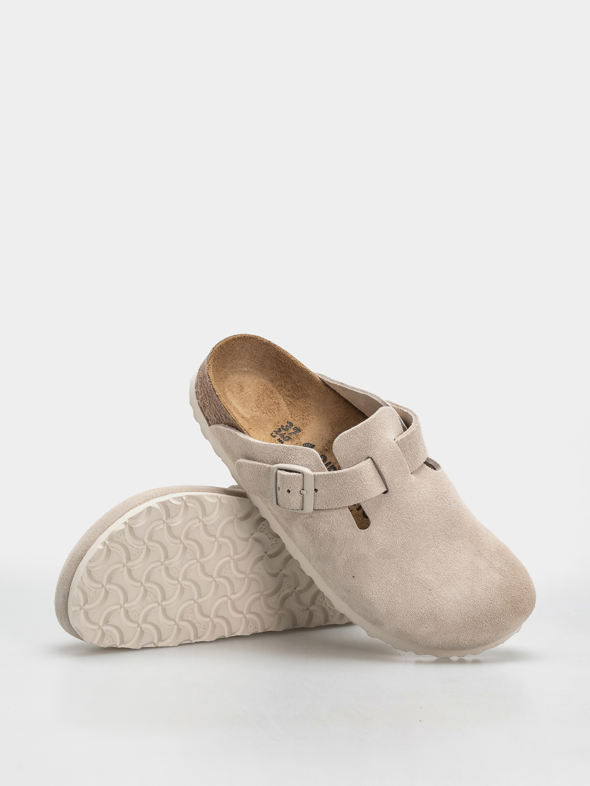 Plážovky Birkenstock Boston Suede Leather Narrow (oyster)