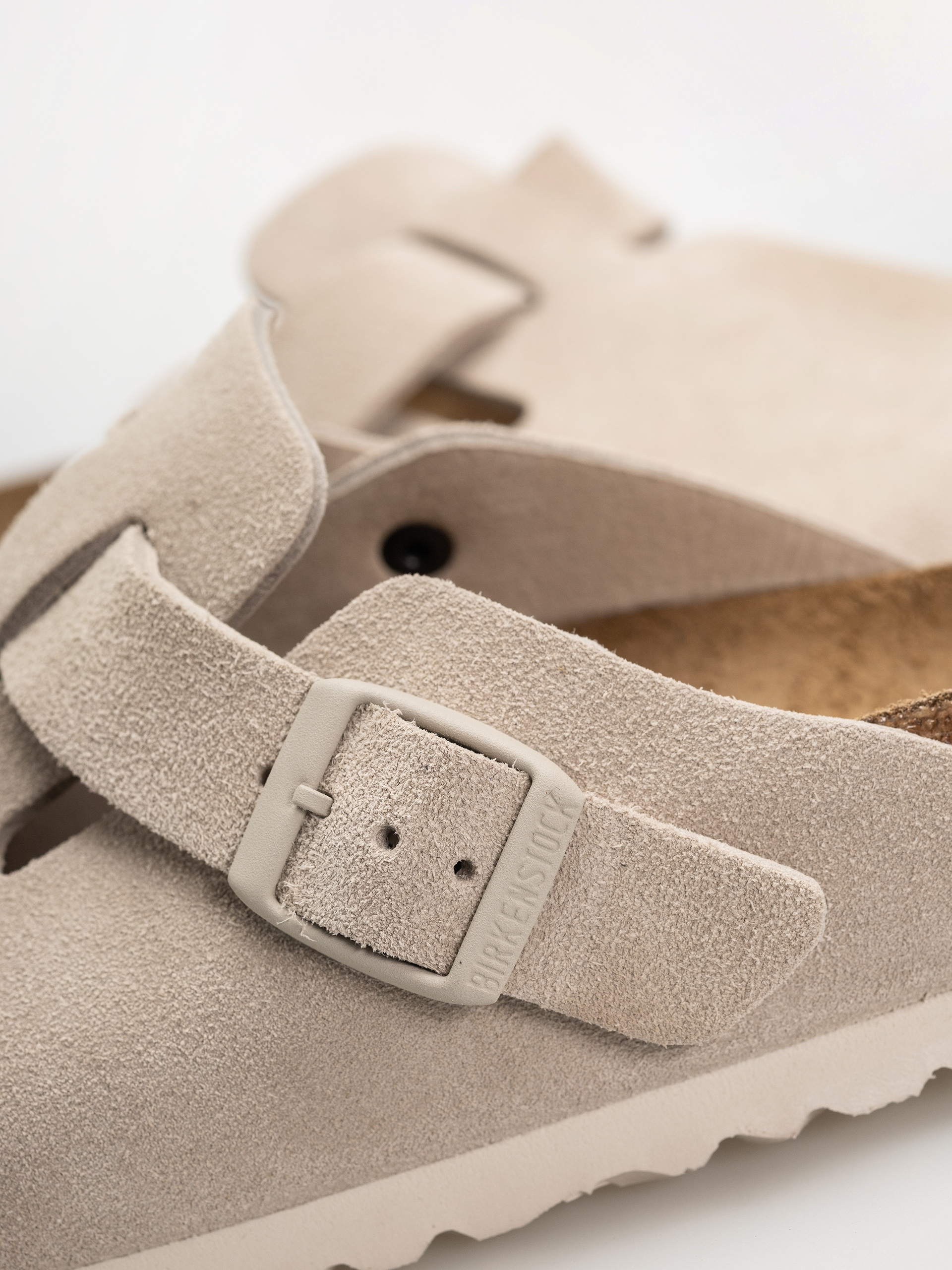 Plážovky Birkenstock Boston Suede Leather Narrow (oyster)