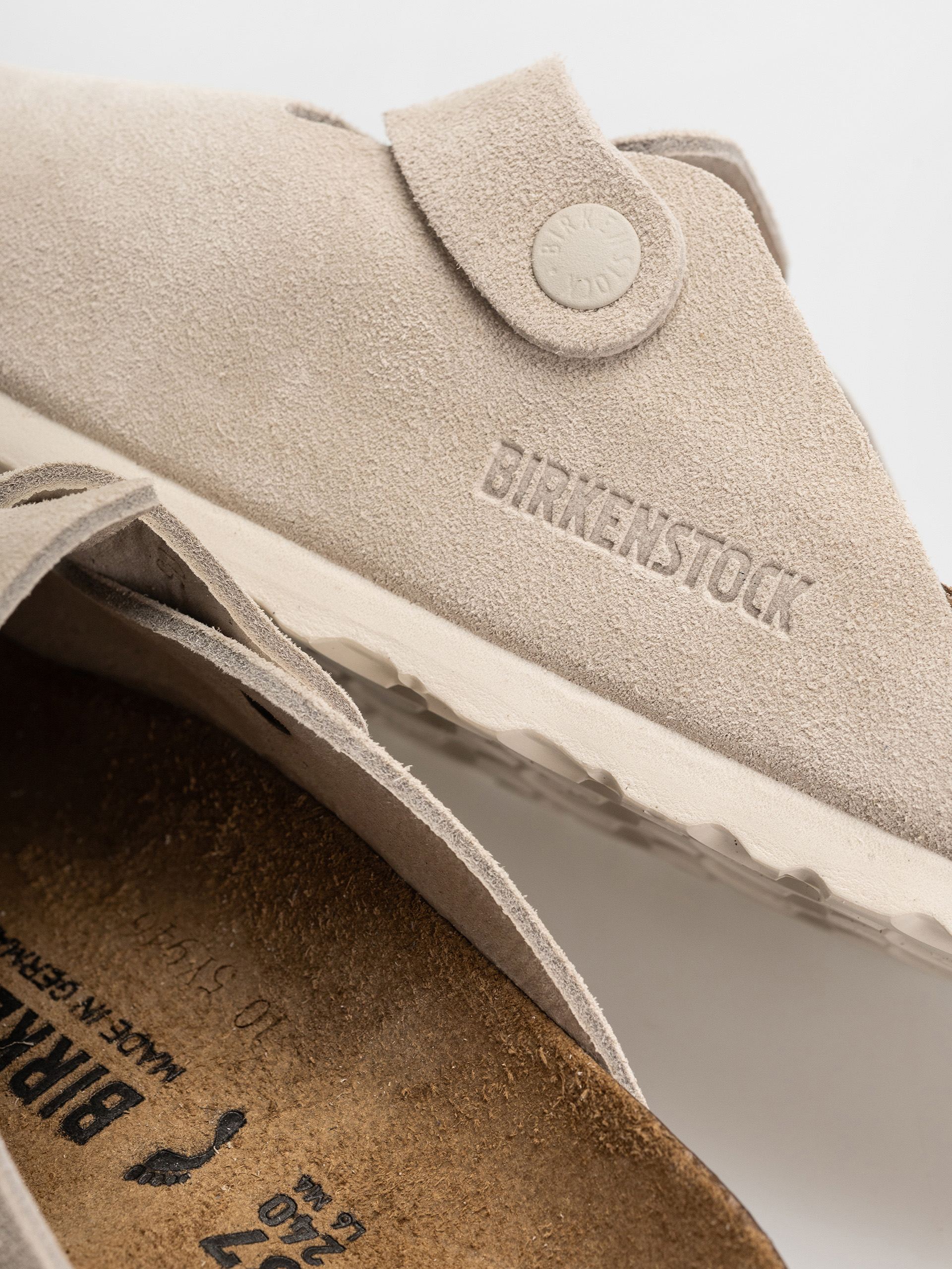 Plážovky Birkenstock Boston Suede Leather Narrow (oyster)
