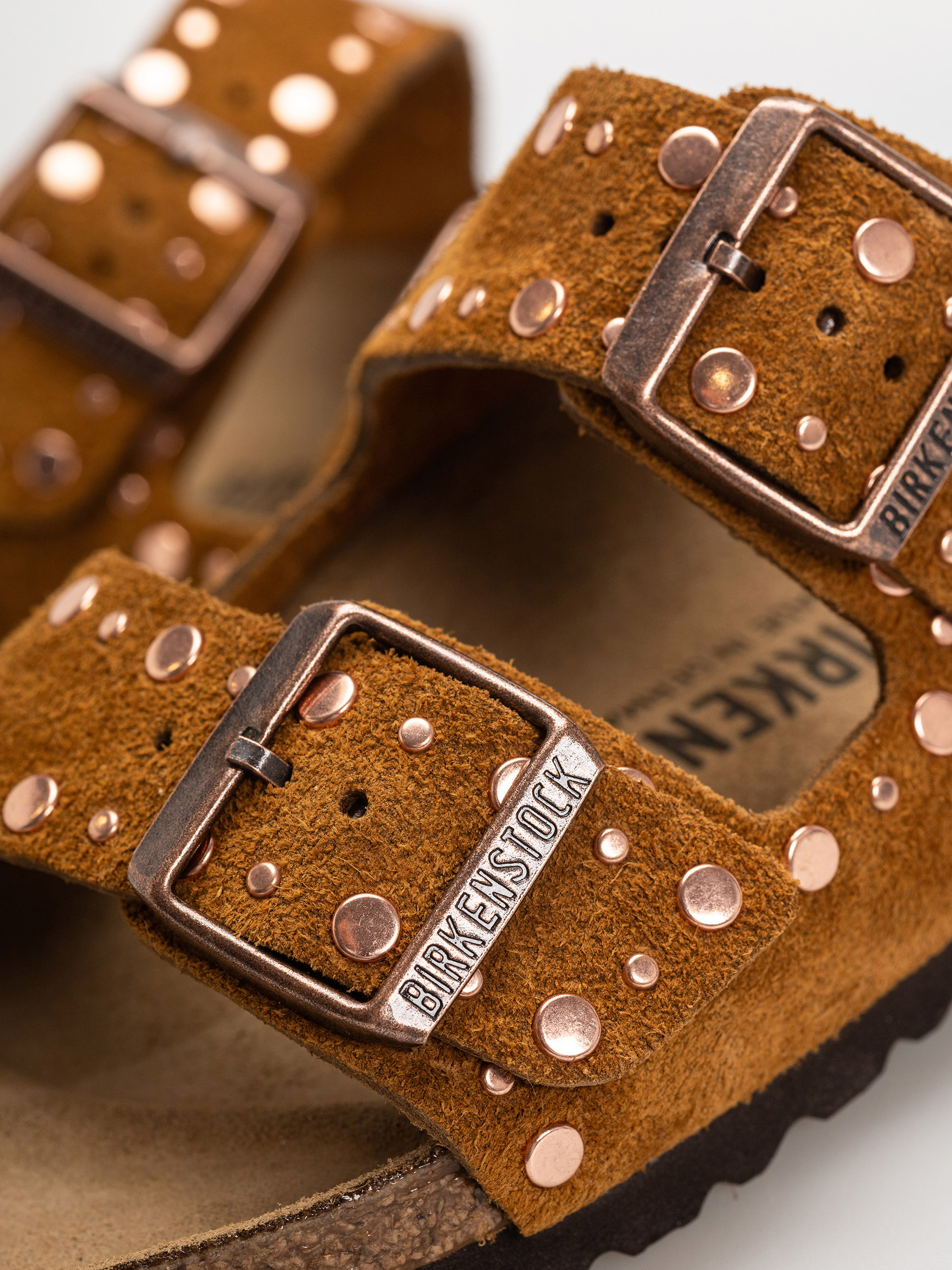 Plážovky Birkenstock Arizona Rivets Suede Leather Narrow Wmn (mink)