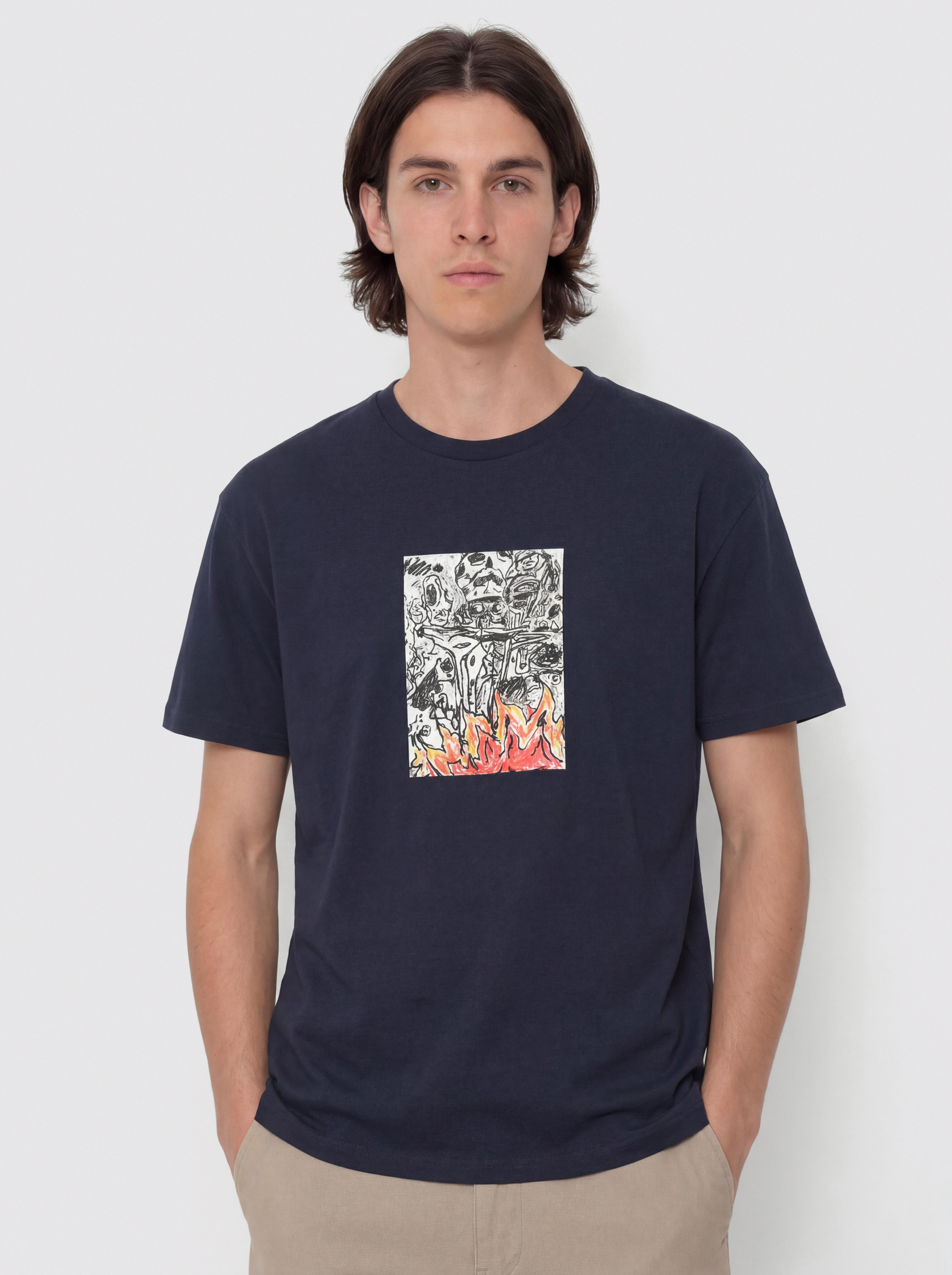 Tričko Poetic Collective Burning Skull (navy)