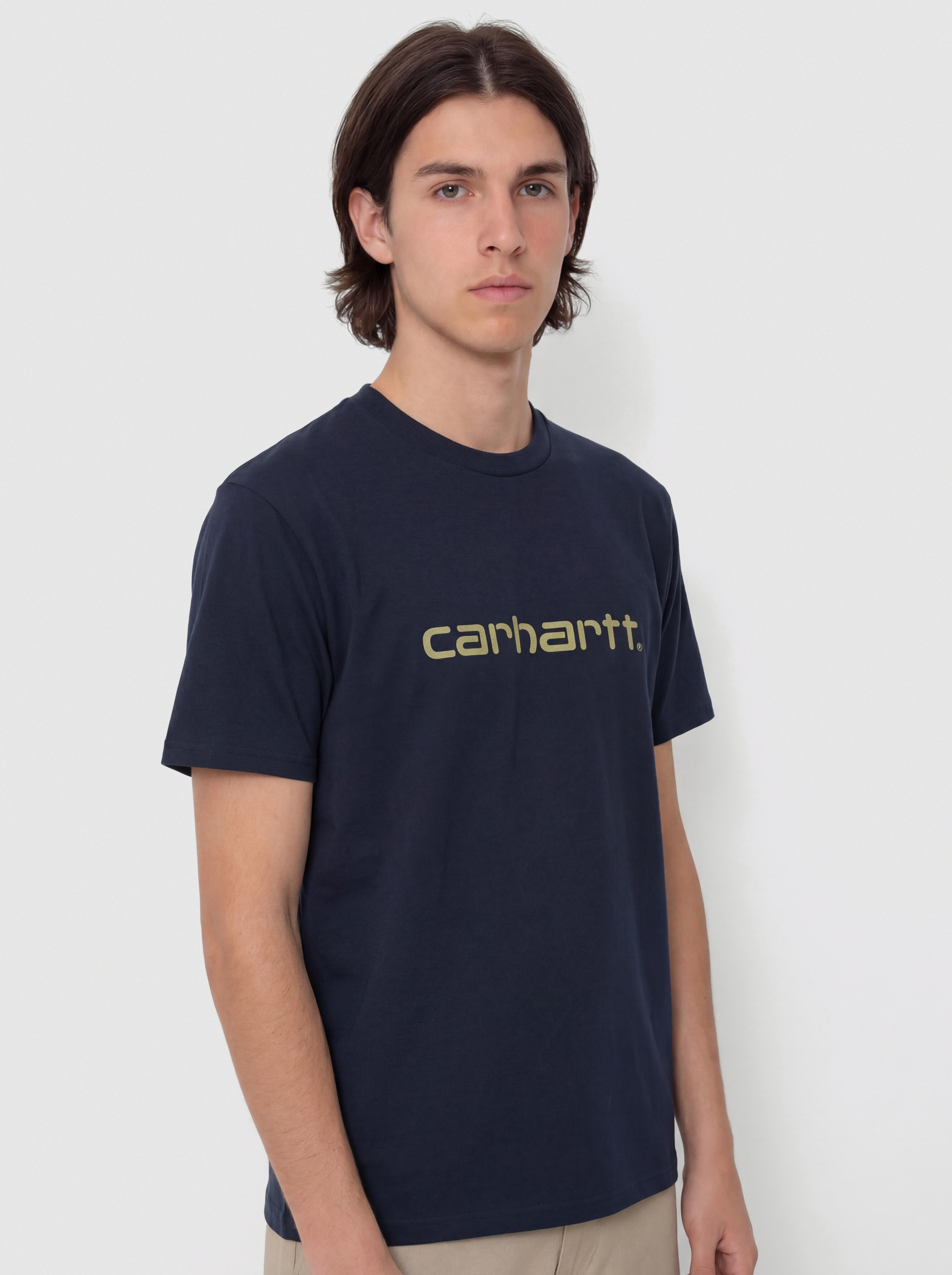 Tričko Carhartt WIP Script (deep night/gentle green)