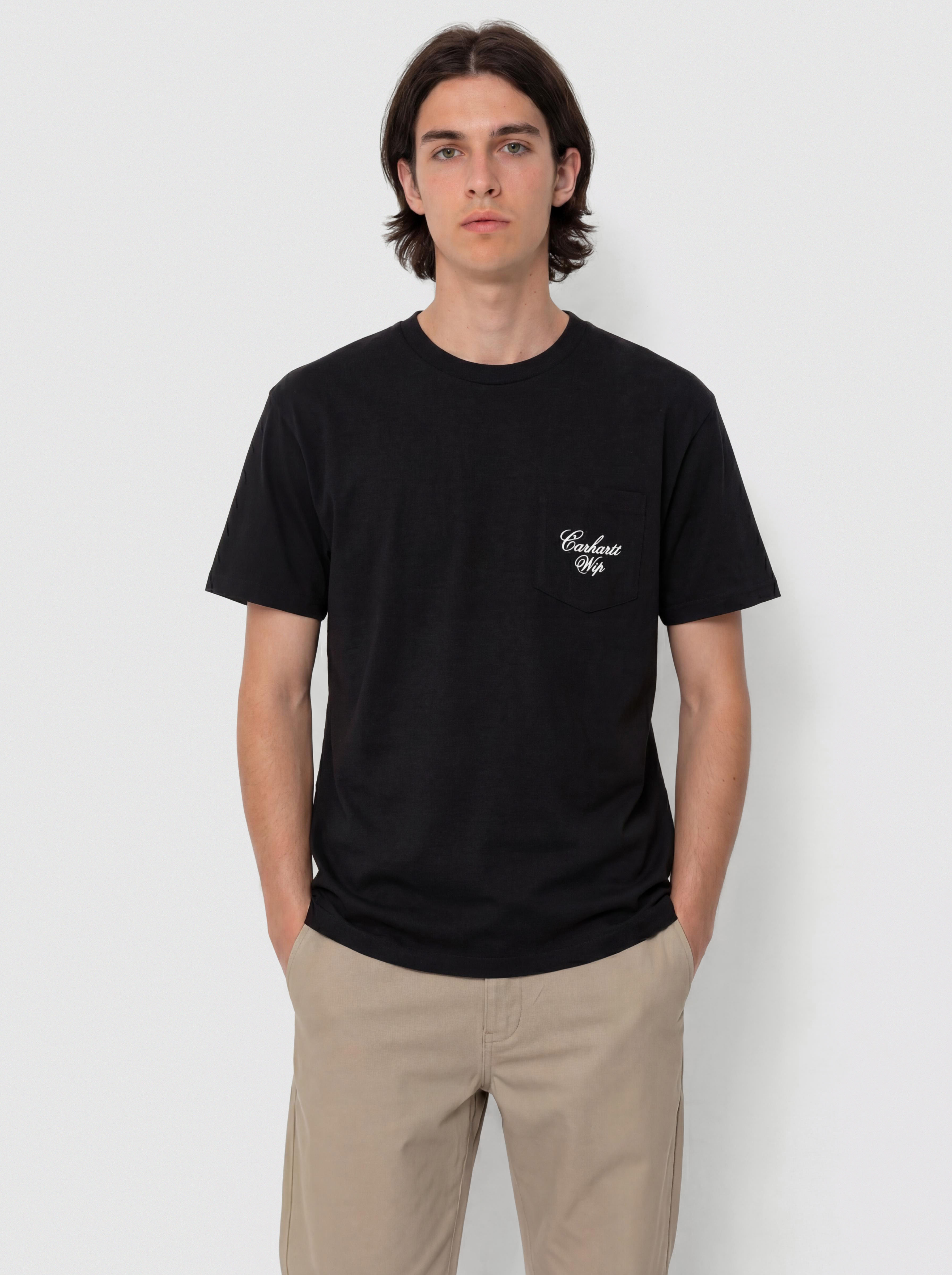 Tričko Carhartt WIP Longhand Pocket (black/white)