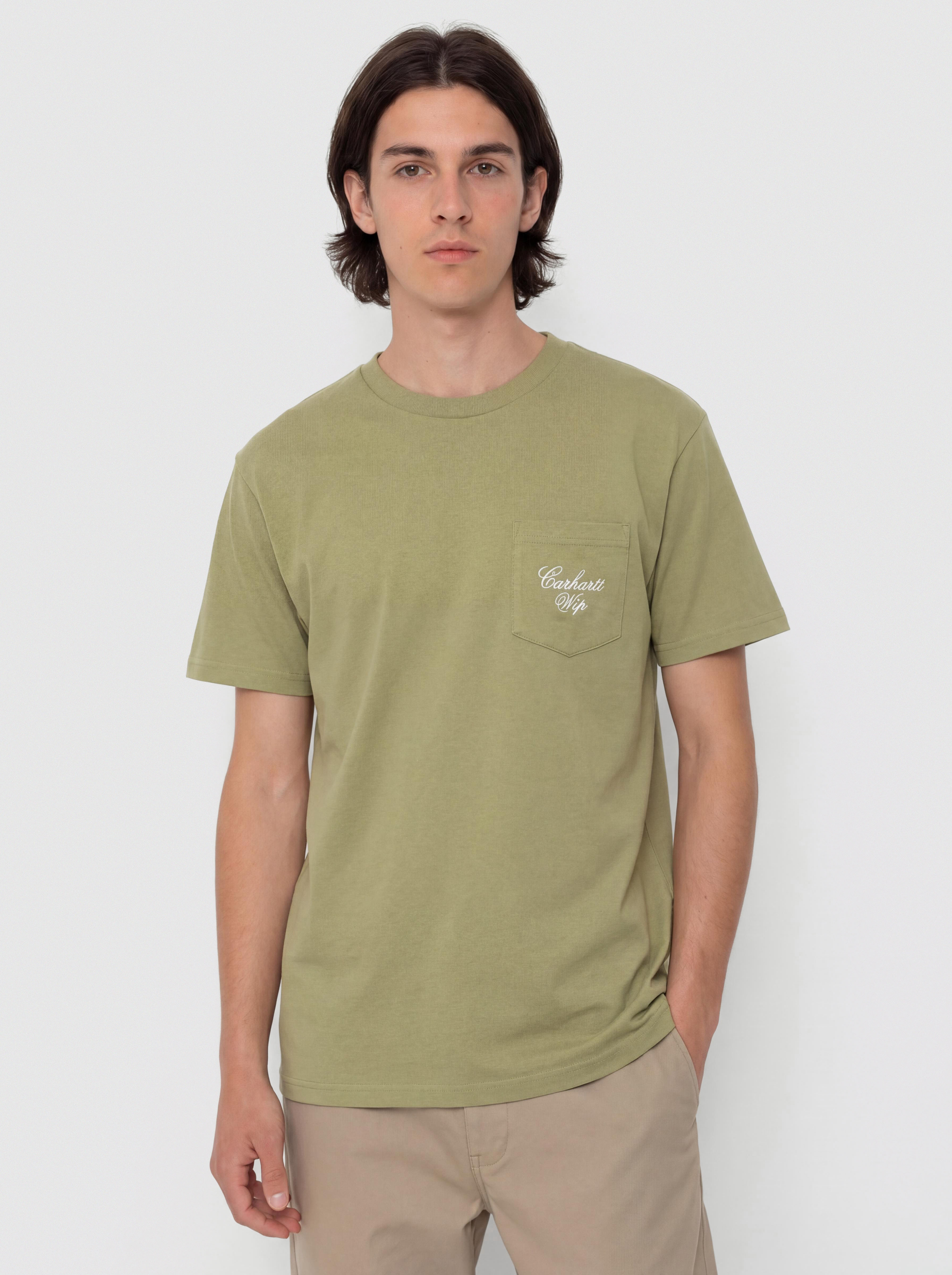 Tričko Carhartt WIP Longhand Pocket (gentle green/white)